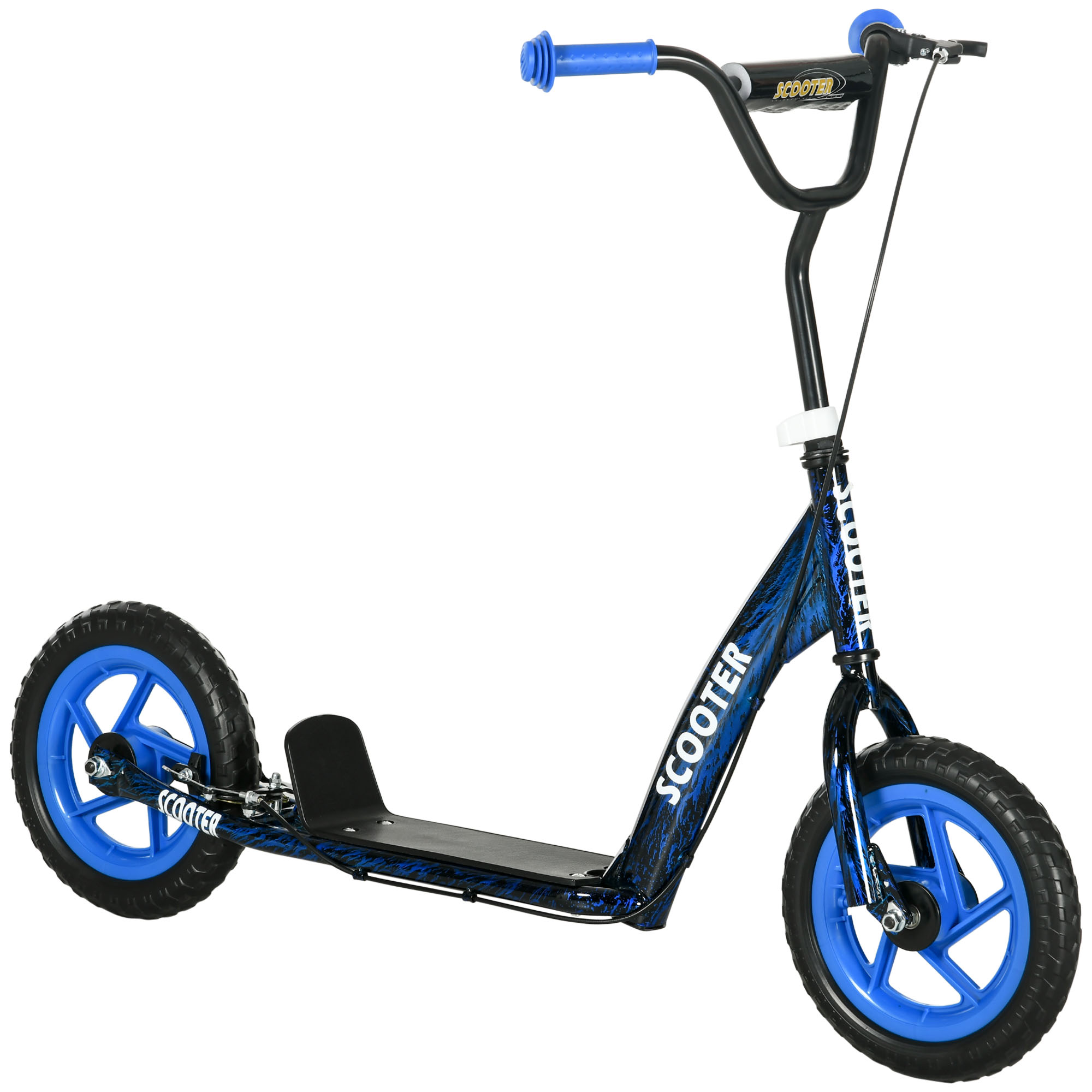 Kinderroller, höhenverstellbarer Tretroller für Kinder, mit Bremse, Ständer, 2 Räder, Stahl, Blau