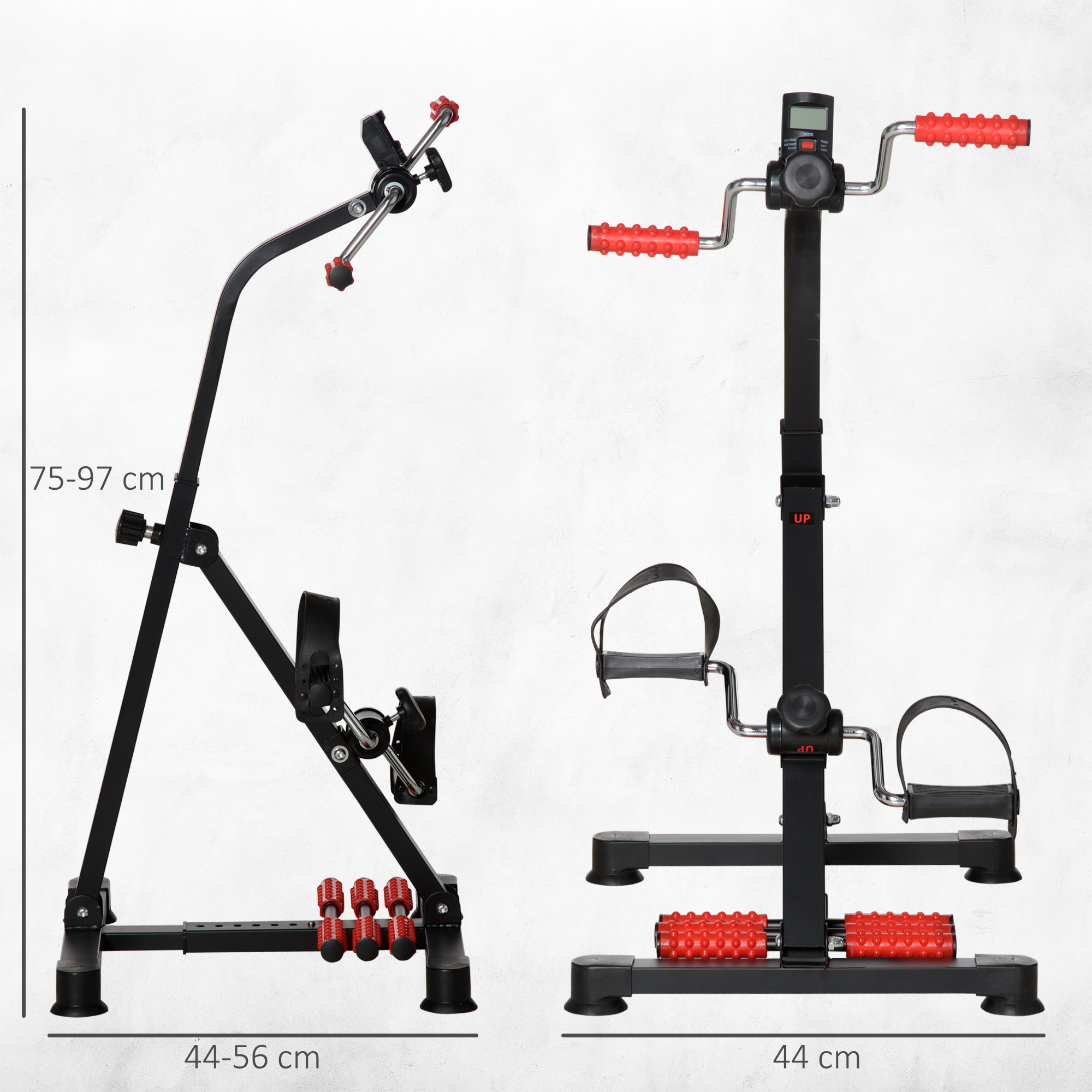 Pedaltrainer für Senioren Höhen- und Längenverstellbar Mini Heimtrainer mit Griff LCD Display Befestigungsband