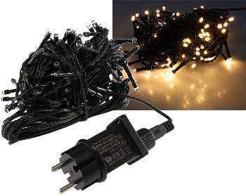 LED Aussen-Lichterkette "CT-ALK100" 10m / warmweiß, Kabel schwarz, IP44, 100 LEDs