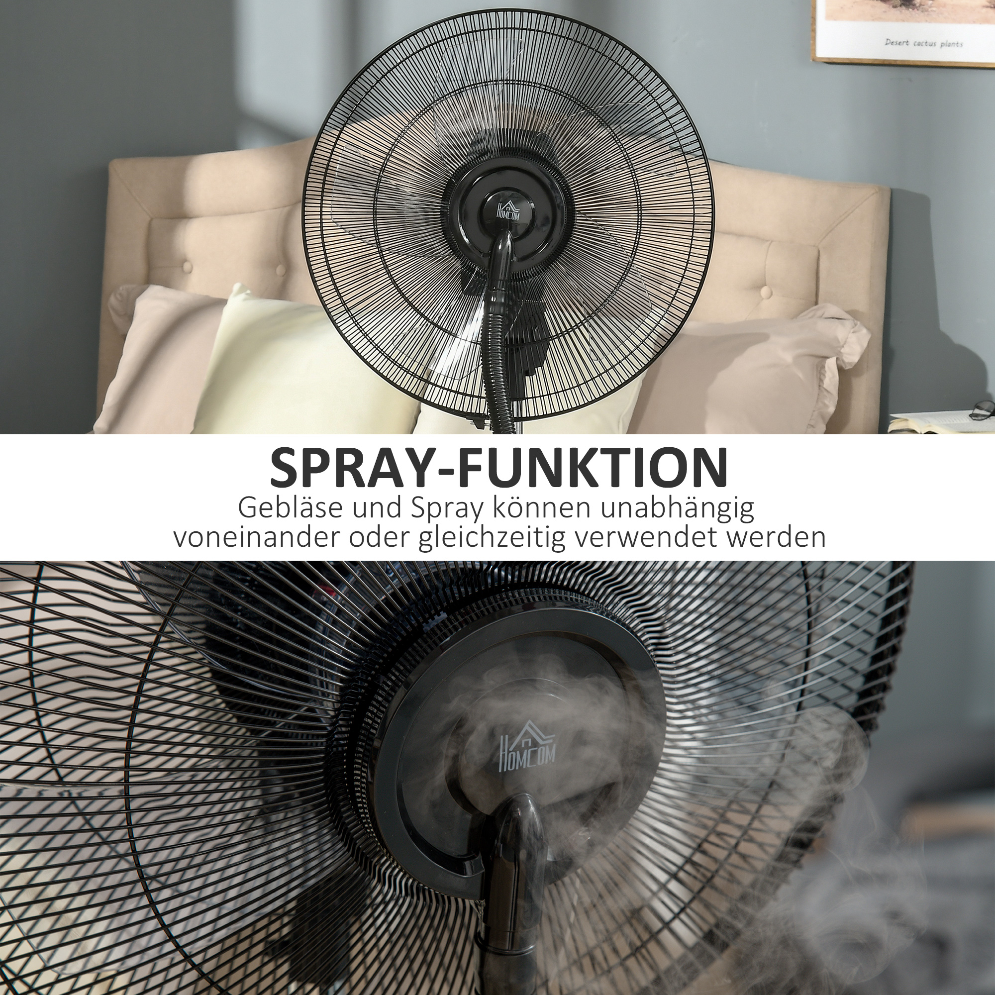 2-in-1 Ventilator, LED-Display, Timerfunktion, Ø 44,5 x 135H cm, Silber + Schwarz