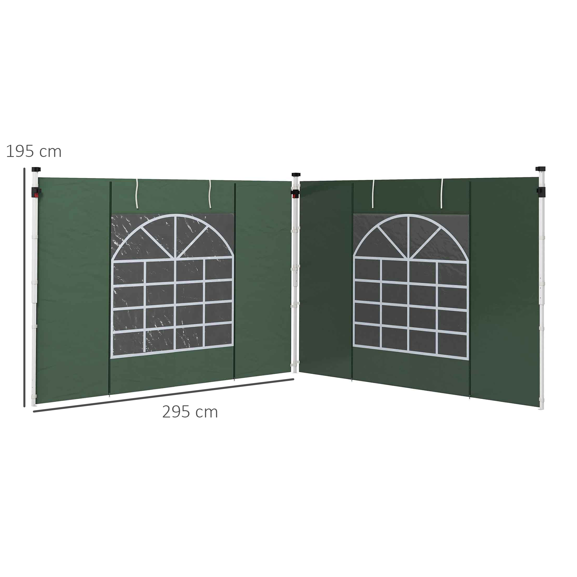 Seitenwände für 3 x 3/ 3 x 6 m Pavillon, Seitenplanen mit Fenster, Tür, Ersatzwände für Partyzelt, Oxfordstoff, Grün