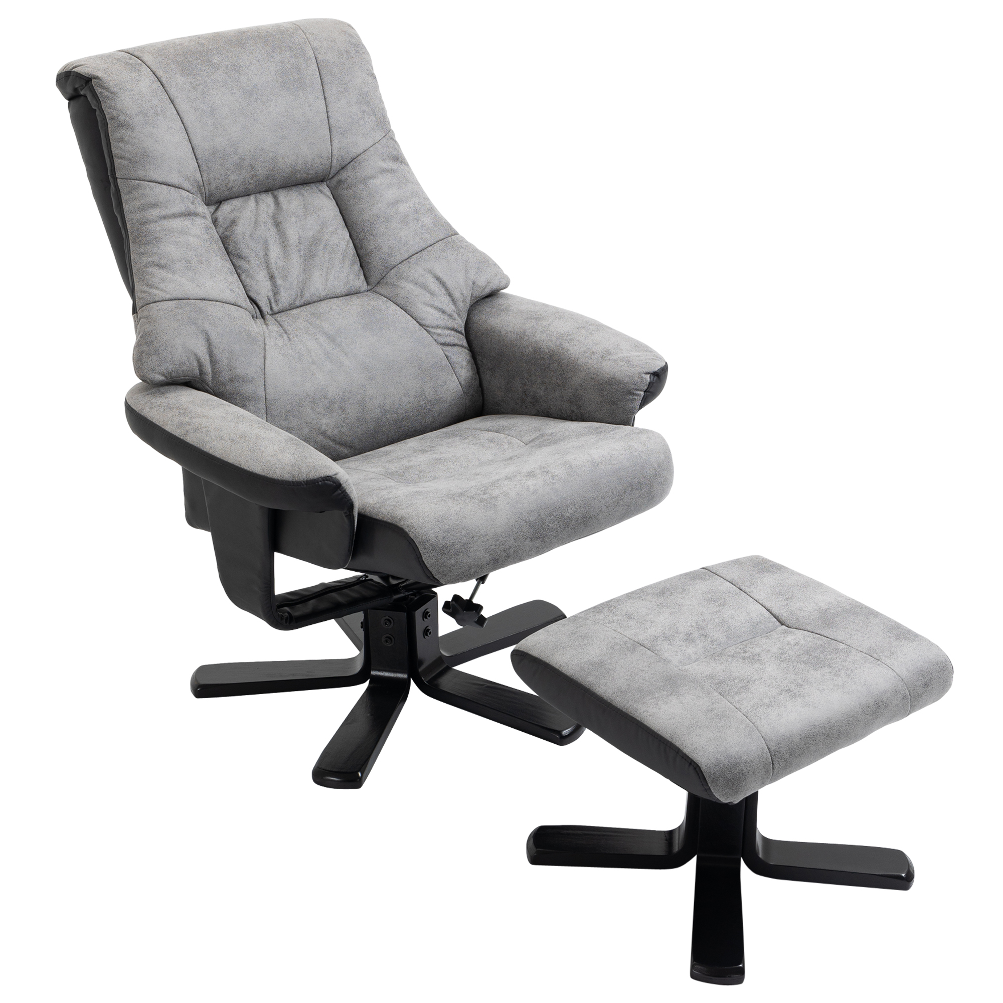 Relaxsessel mit Hocker, 360° drehbar, 135° neigbar, atmungsaktiver Bezug, 78 x 82,5 x 109 cm, grau