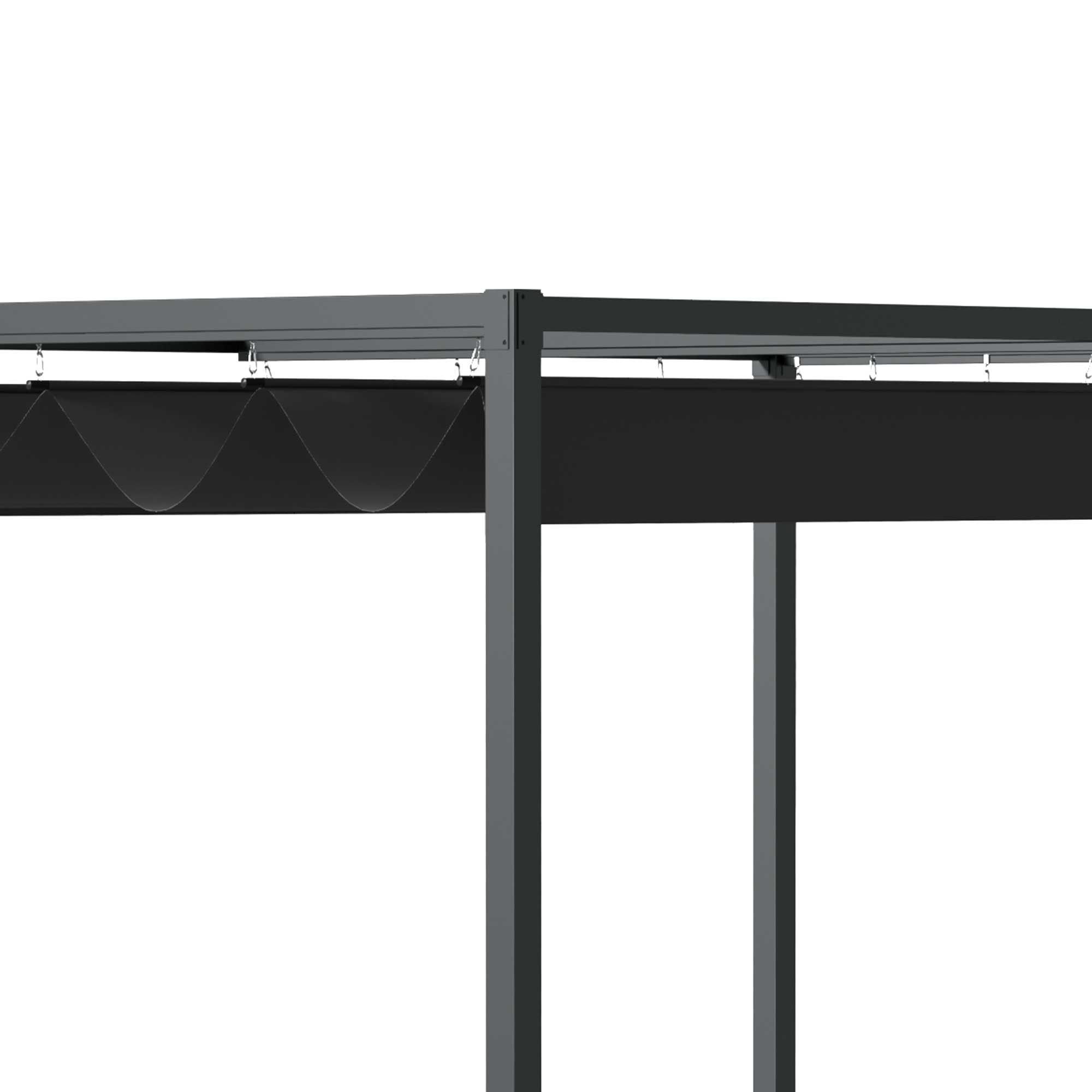 Pergola ca. 3x2m Garten Pavillon Terrassendachung Metall Freistehender Gartenpavillon mit Verstellbares Dach, UV Schutz, Sonnenschutz für Terrasse und Garten, Schwarz+Grau