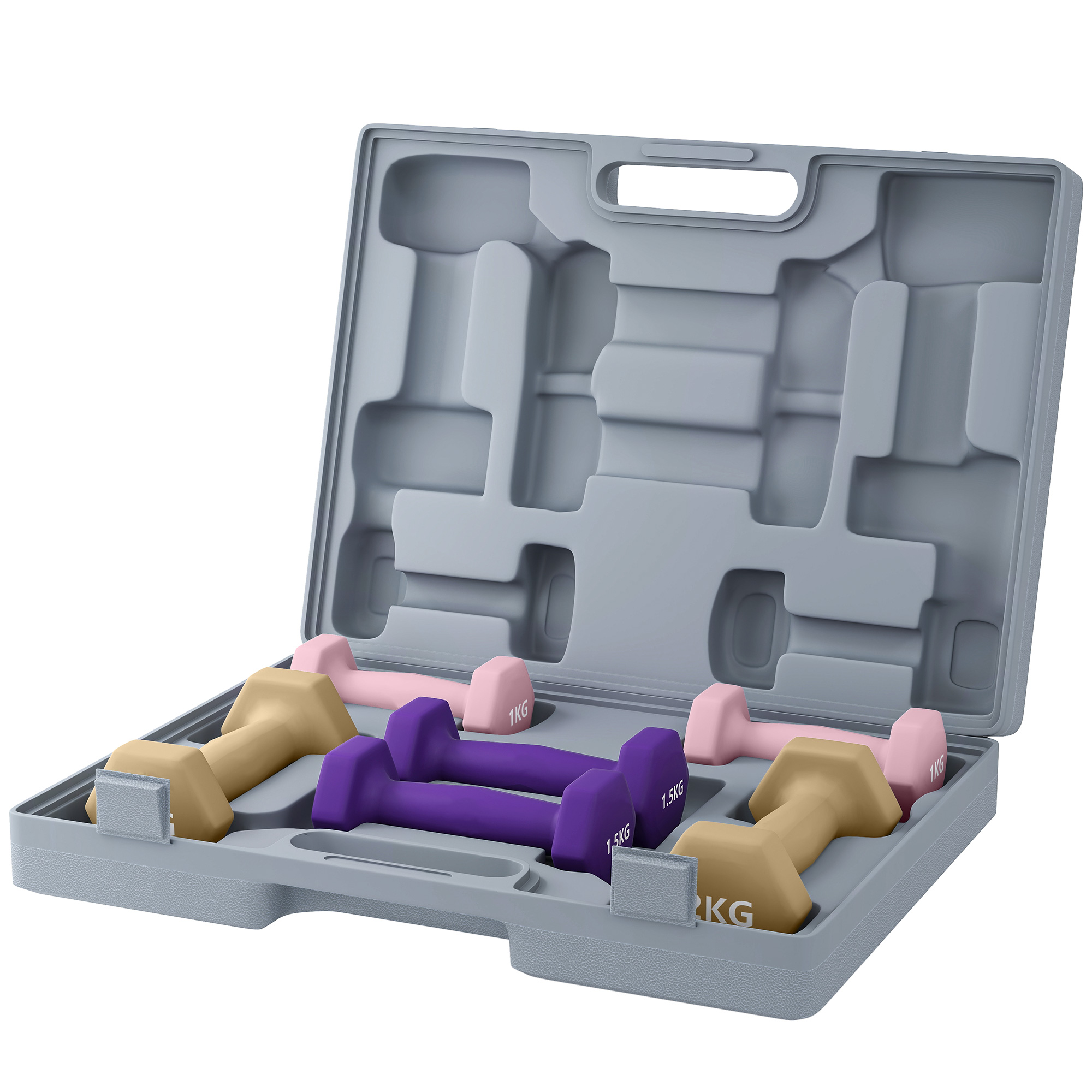 Hantelset, 6er Set Hanteln mit Gewichten, Kurzhantelset aus Stahl, 1kg, 1,5kg, 2kg Hantelset, 6er Set Hanteln mit Gewichten, Kurzhantelset aus Stahl, 1kg, 1,5kg, 2kg