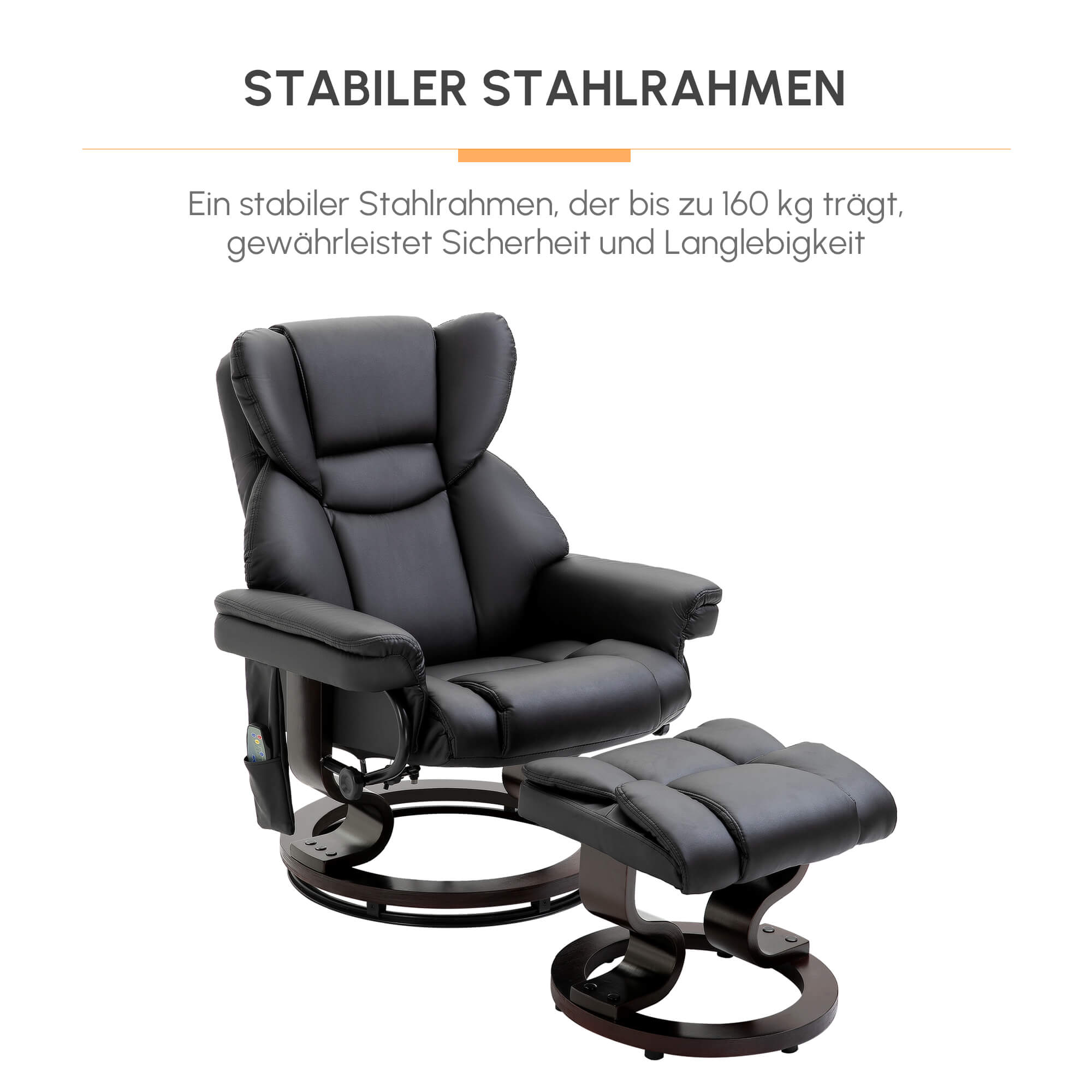 Relaxsessel mit Massagefunktion Fußhocker Liegefunktion Kunstleder 79 x 82 x 101 cm
