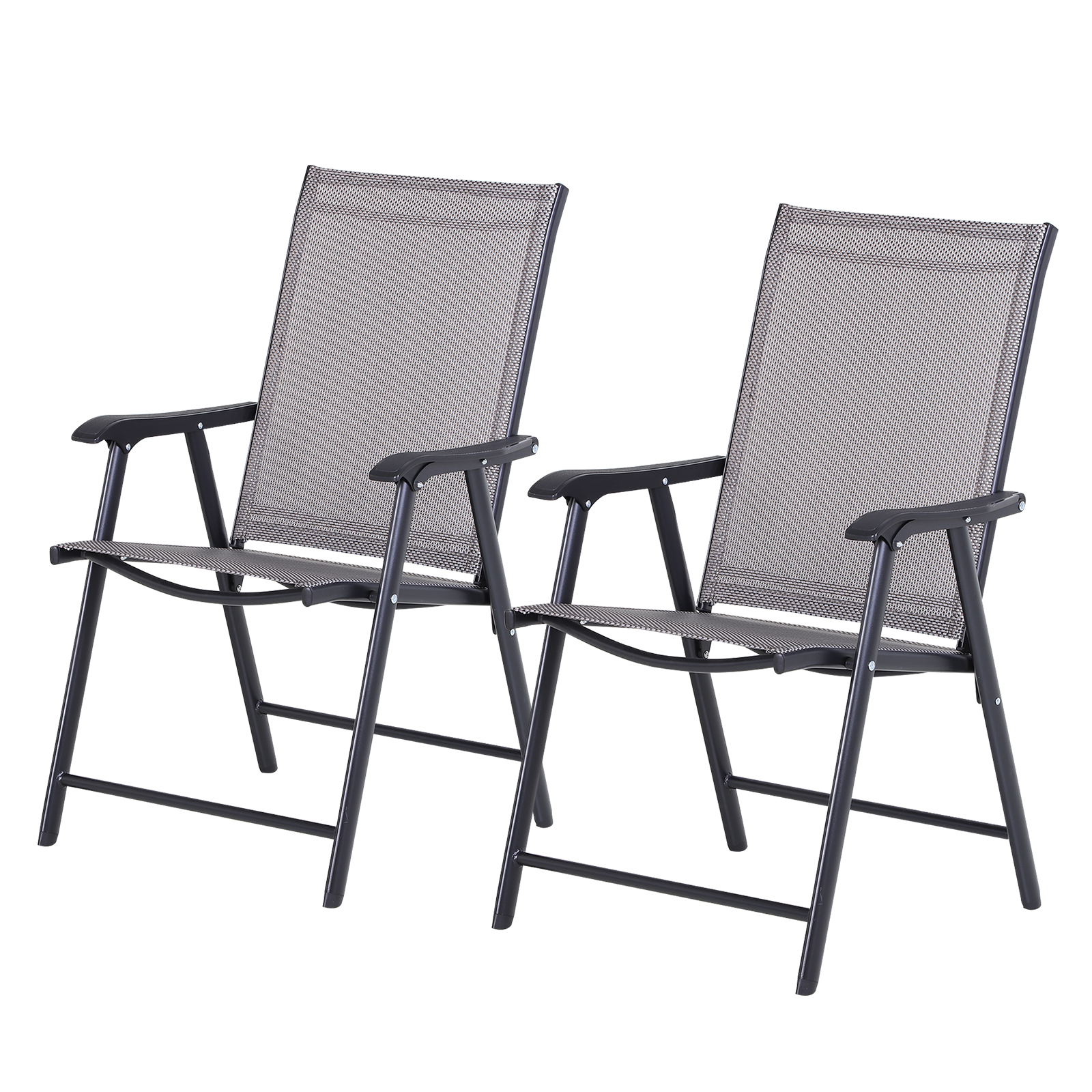 Klappstuhl mit Armlehne 2er Set Campingstuhl Angelstuhl Metall Grau 58 x 64 x 94 cm