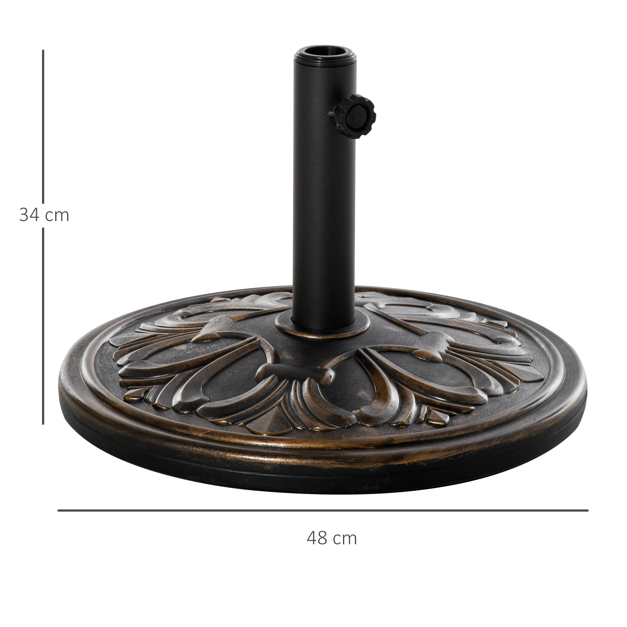Sonnenschirmständer 13 kg Schirmständer Schirmstangen mit 35 mm/38 mm/48 mm Durchmesser Schirmhalter für Garten, Balkon, Antik Bronze