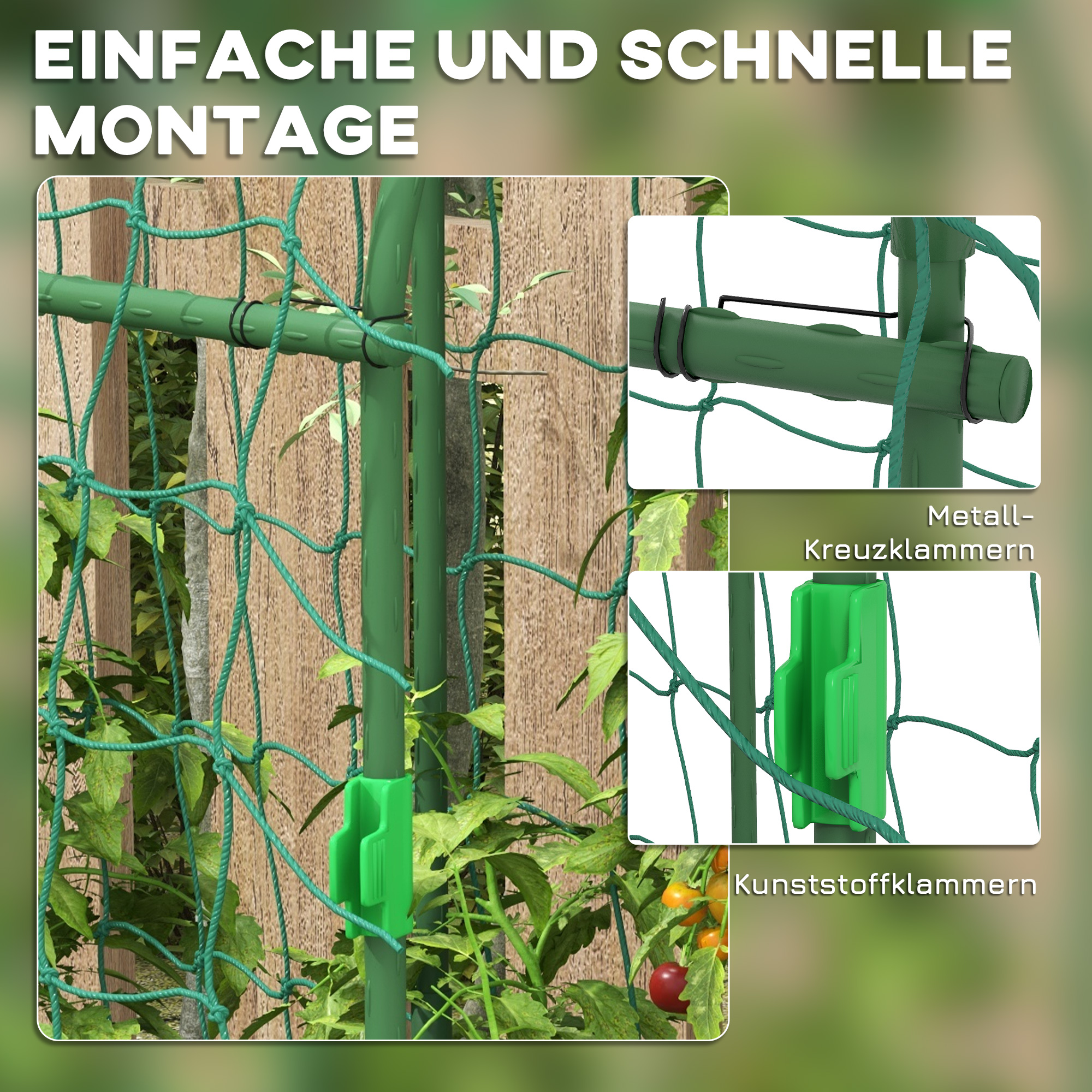 Großer Rankbogen, Vogelschutznetz, einfache Montage, Metall, 43 x 182 x 183 cm