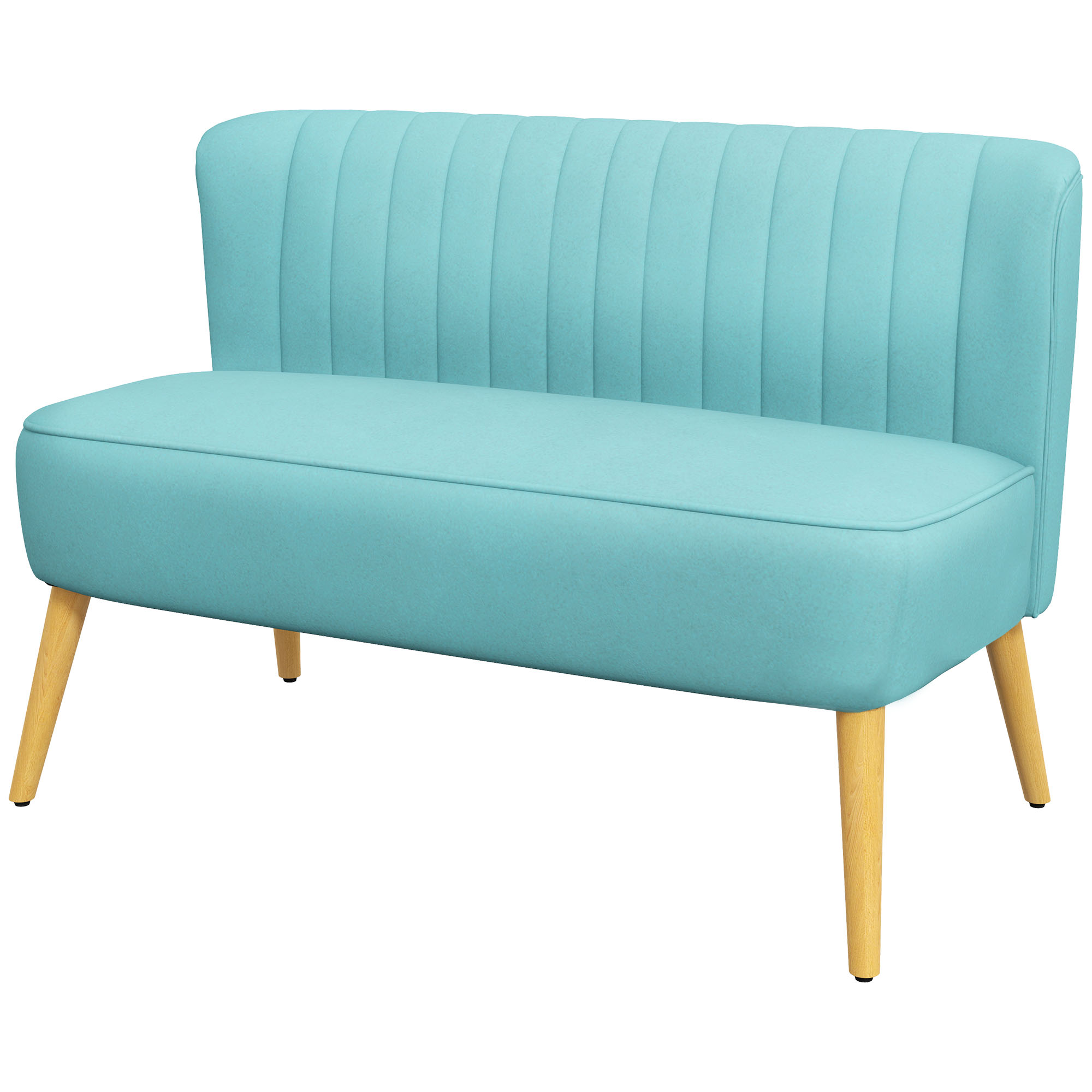 Sofa Retrodesign 2-Sitzer-Sofa, Holzbeine, 117 cm x 56,5 cm x 77 cm, Grün