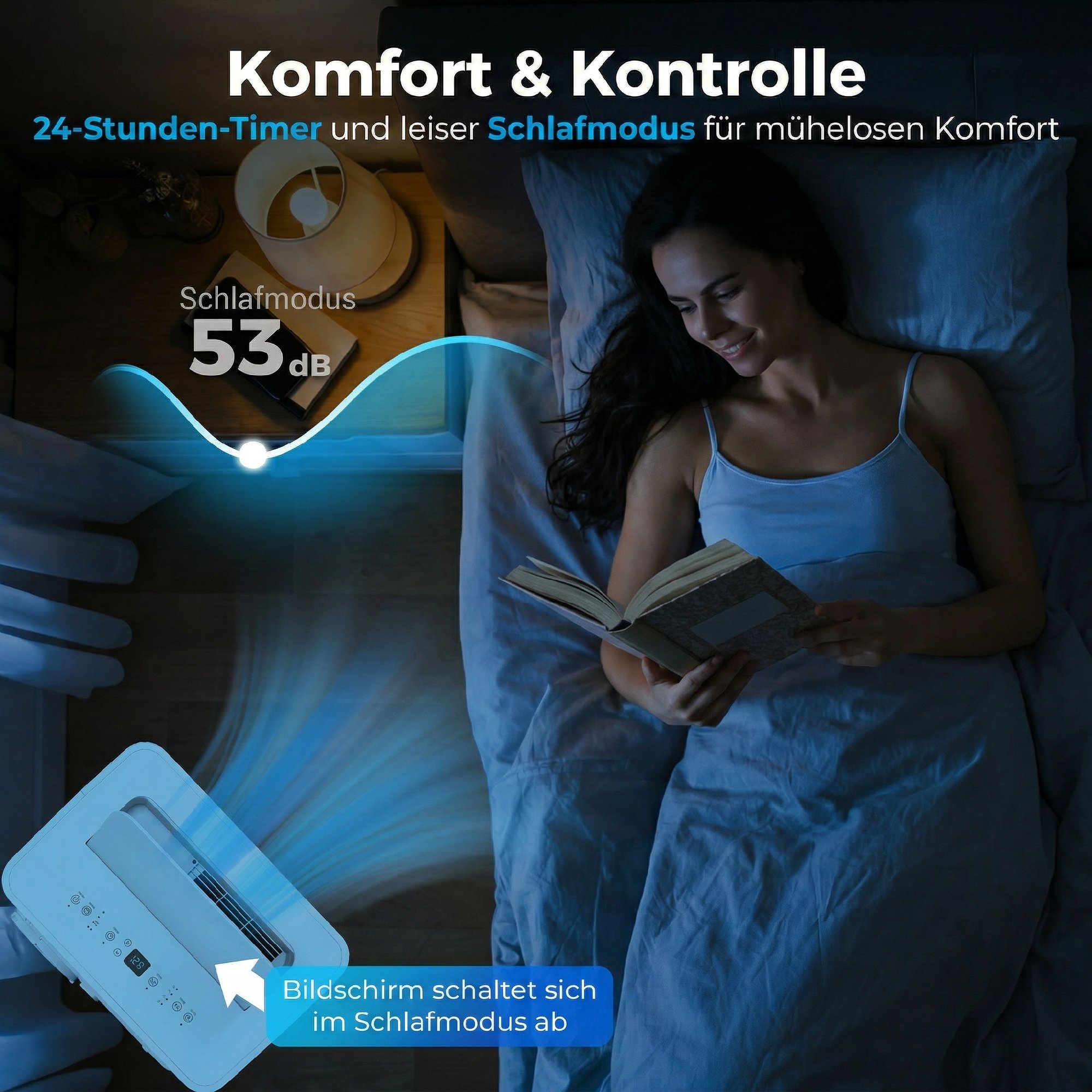 tragbares Klimagerät mit 12.000 BTU, 4-in-1 Klimaanlage mit WiFi- und Sprachsteuerung, Kühlung, Entfeuchter, Ventilator, Schlafmodus