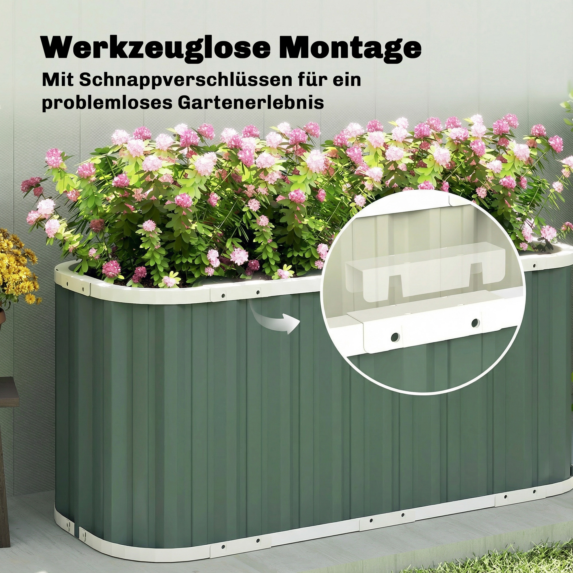 Hochbeet Metall 136 x 53 x 61 cm Tief Gartenbeet mit Schutzkanten Pflanzenetiketten Handschuhe Offenem Boden