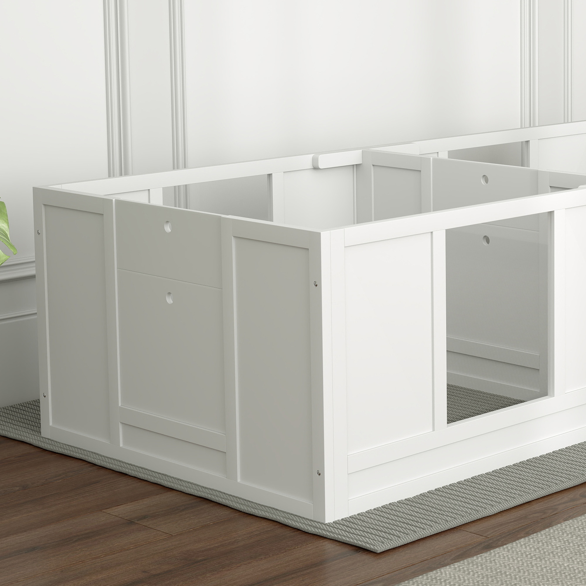 Welpenbox für Hunde, mit  klaren Paneelen, 2-Raum-Design, für kleine Hunde