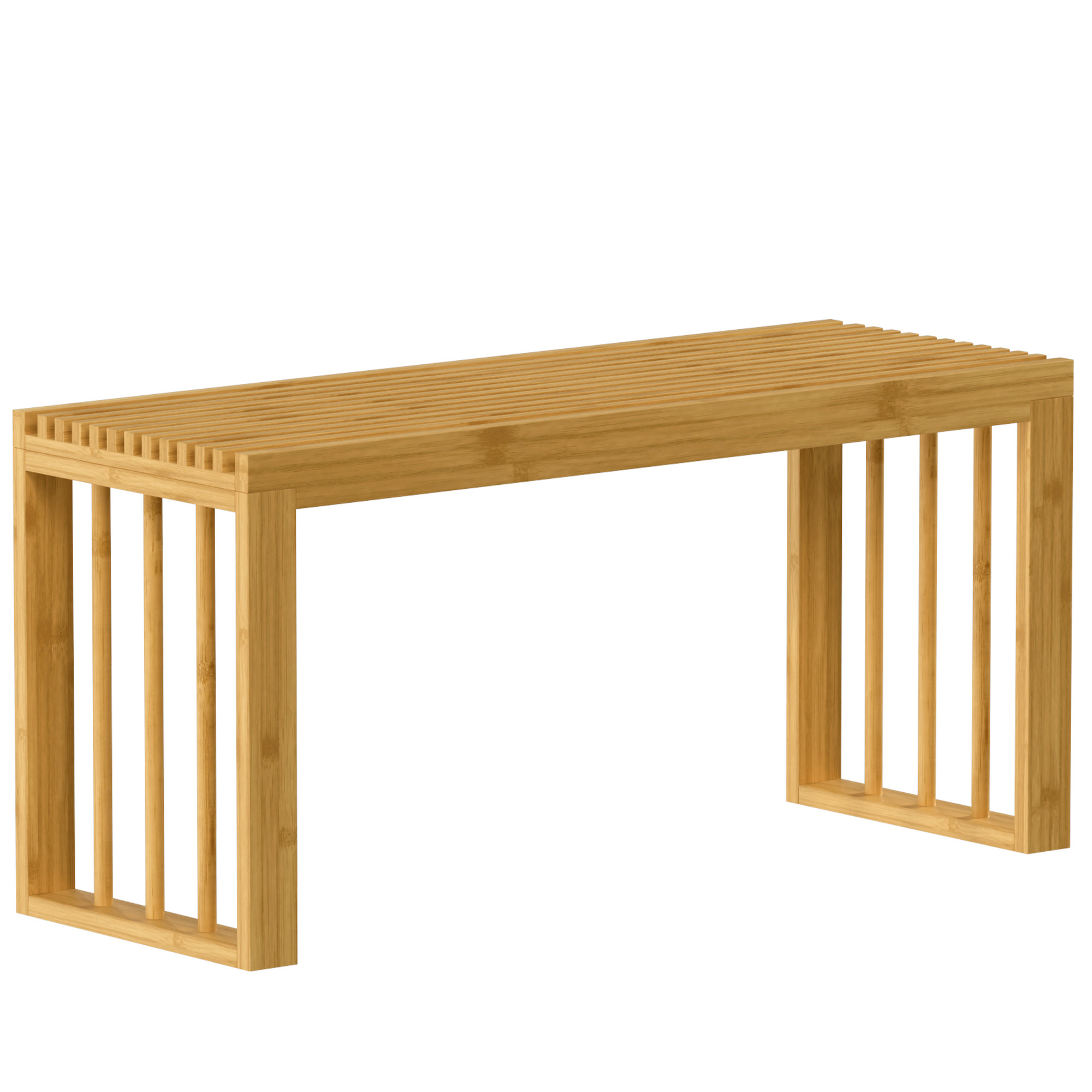 90 cm Bambus-Schuhbank, Flurbank ohne Rückenlehne, Sitzbank für Eingangsbereich, Natur