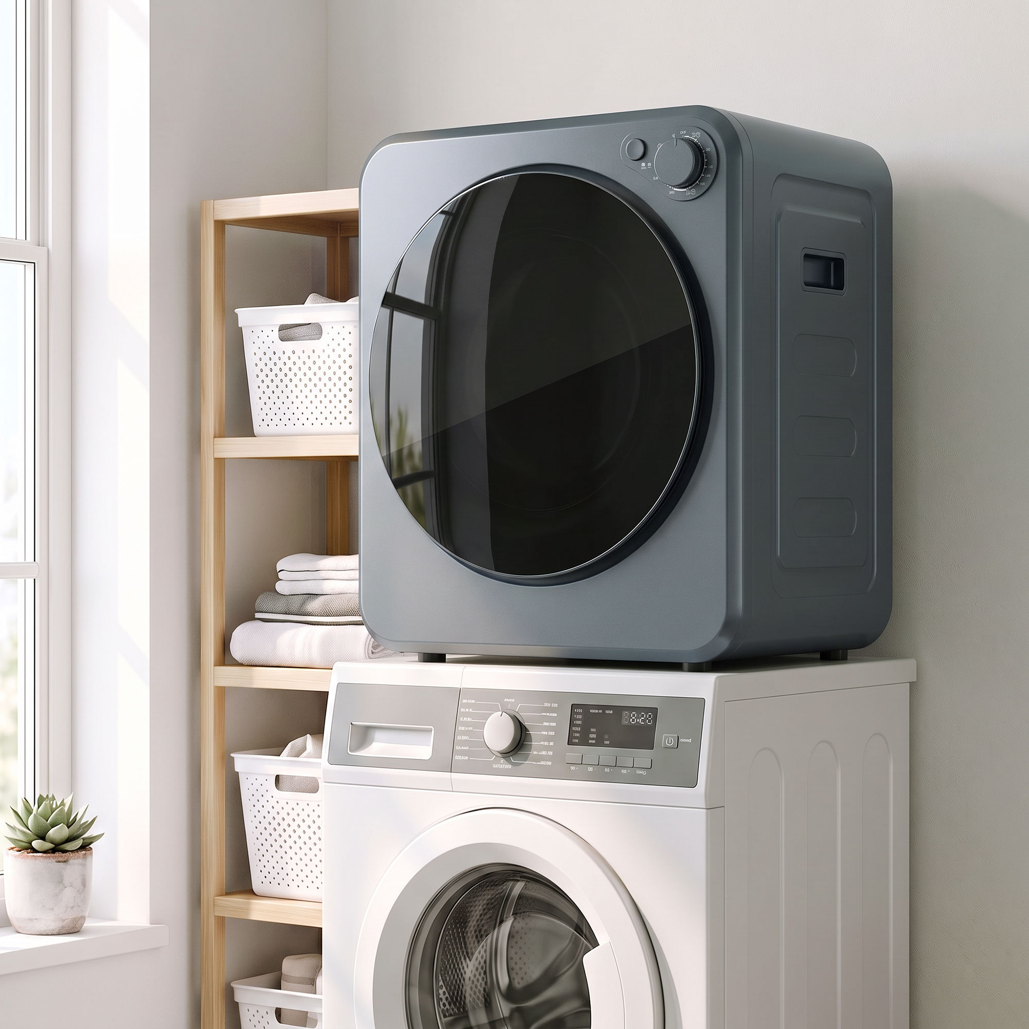 Mini Wäschetrockner 4 kg mit 5 Programme bis zu 60℃ 800W/400W Ablufttrockner mit Edelstahltrommel Grau
