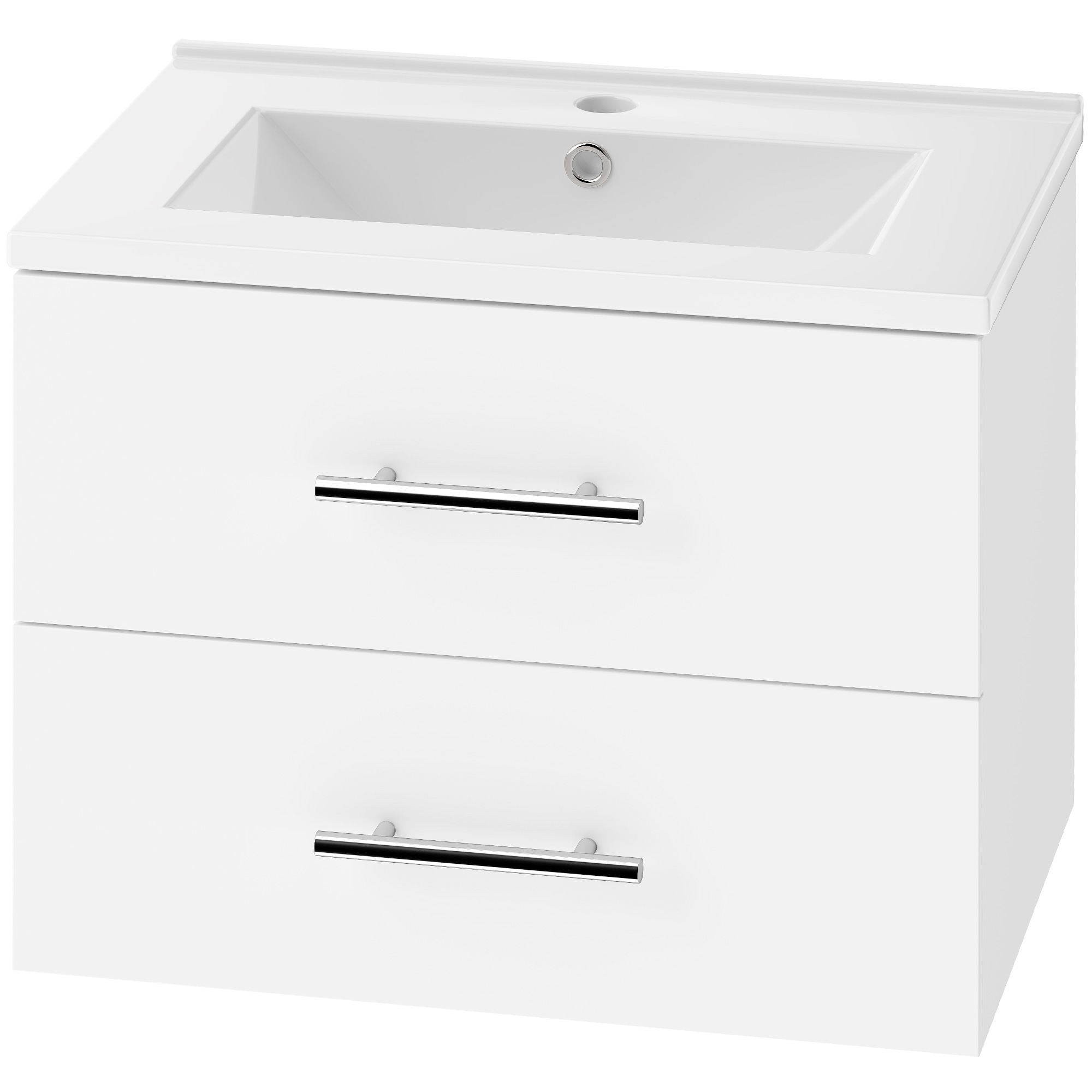 Waschbeckenunterschrank für Wandmontage Badezimmer Unterschrank mit Keramikbecken 60 cm Weiß