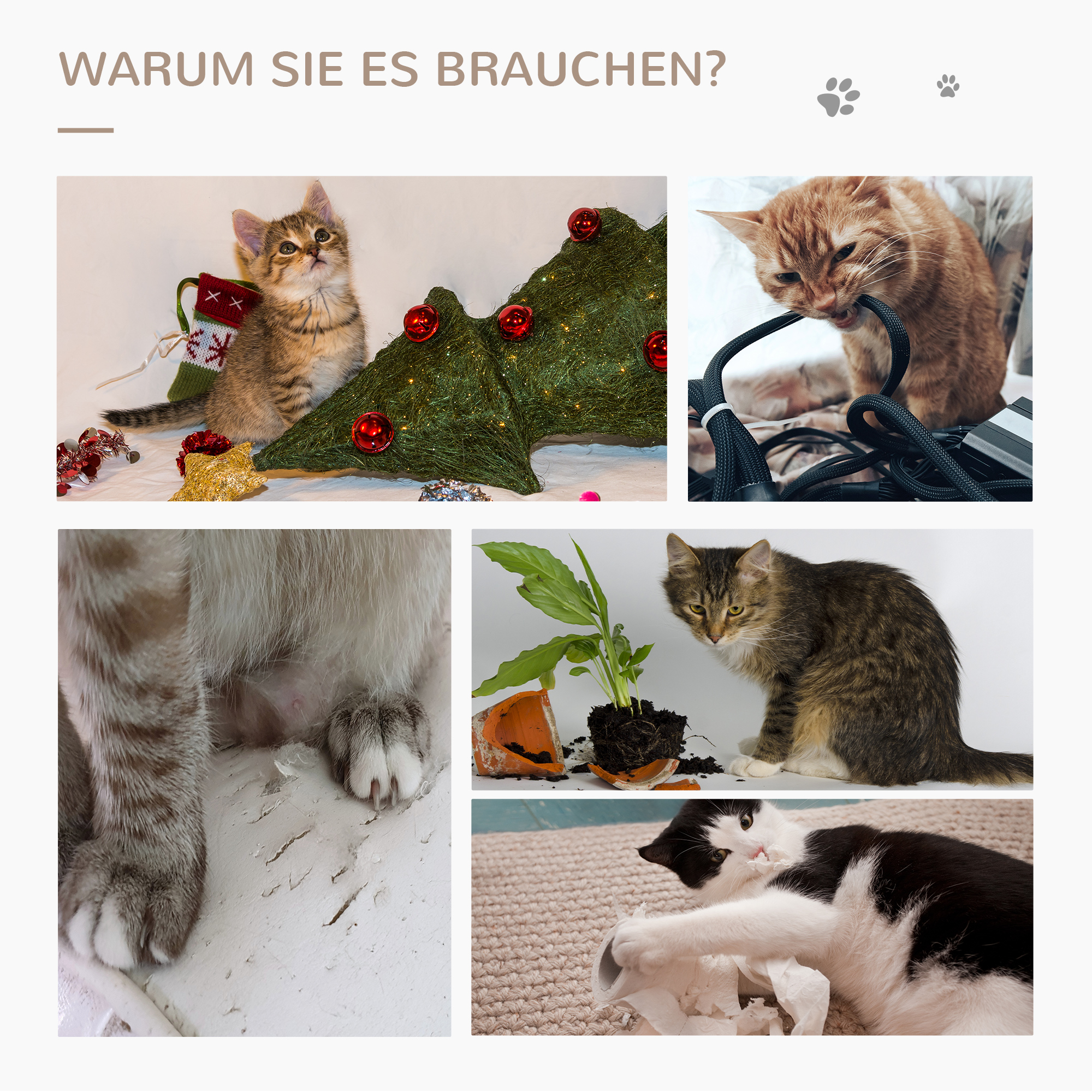 Kratzstamm für Katzen Kratzsäule aus Sisal stabiler Kratzbaum Kratz Spielzeug Katze mit Ball 60 cm Spanplatte Sisal Beige+Eiche 34 x 34 x 60 cm