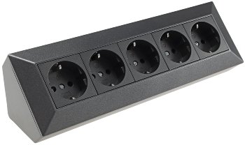 5-fach Steckdosenblock, anthrazit, 250V~/ 16A, Aufbaumontage
