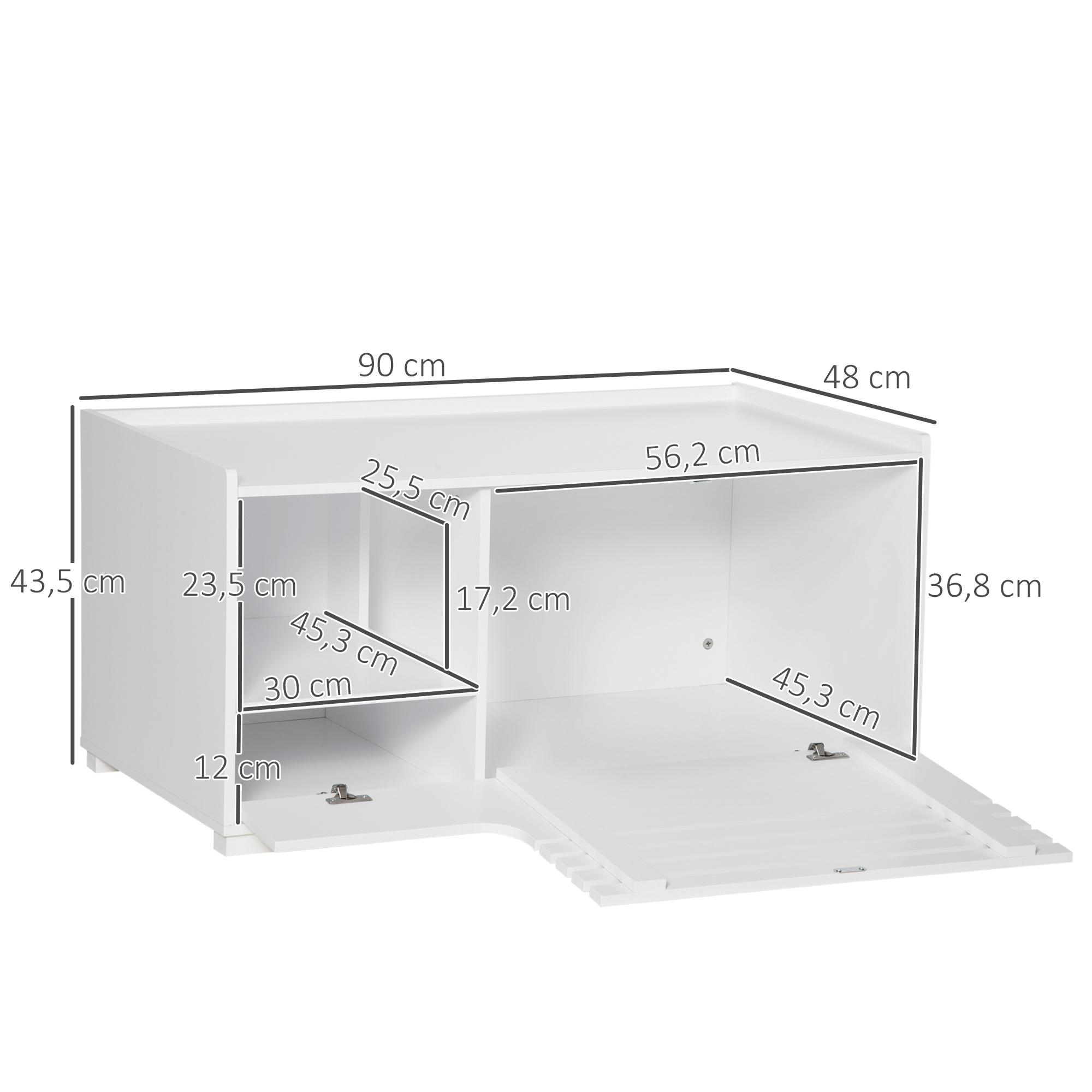 Katzenschrank mit 2 Regalen 2-in-1 Design Magnettür Weiß