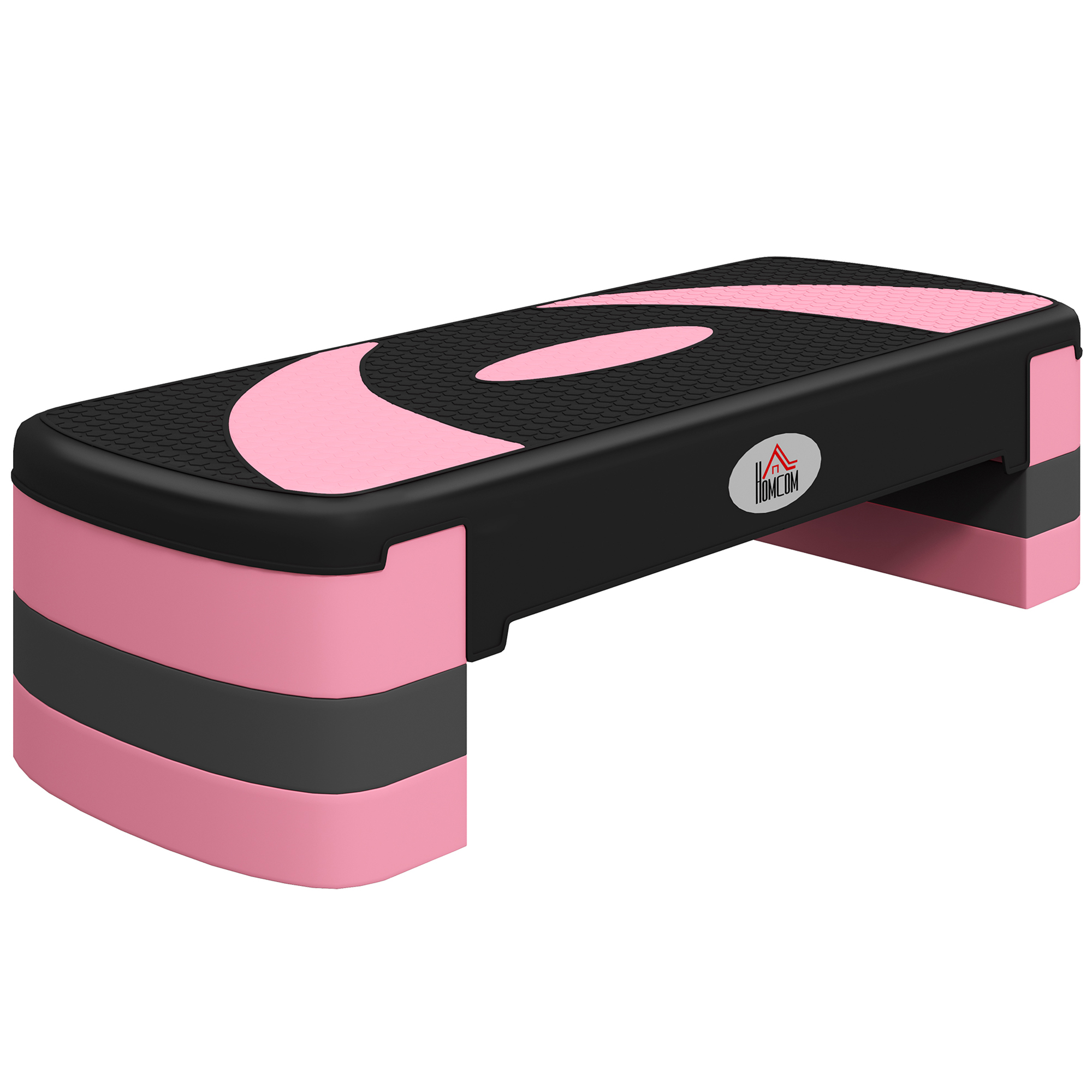 Aerobik-Stepper, höhenverstellbar, 80 x 31 x 10/15/20 cm, bis 150 kg, Schwarz/Rosa/Grau