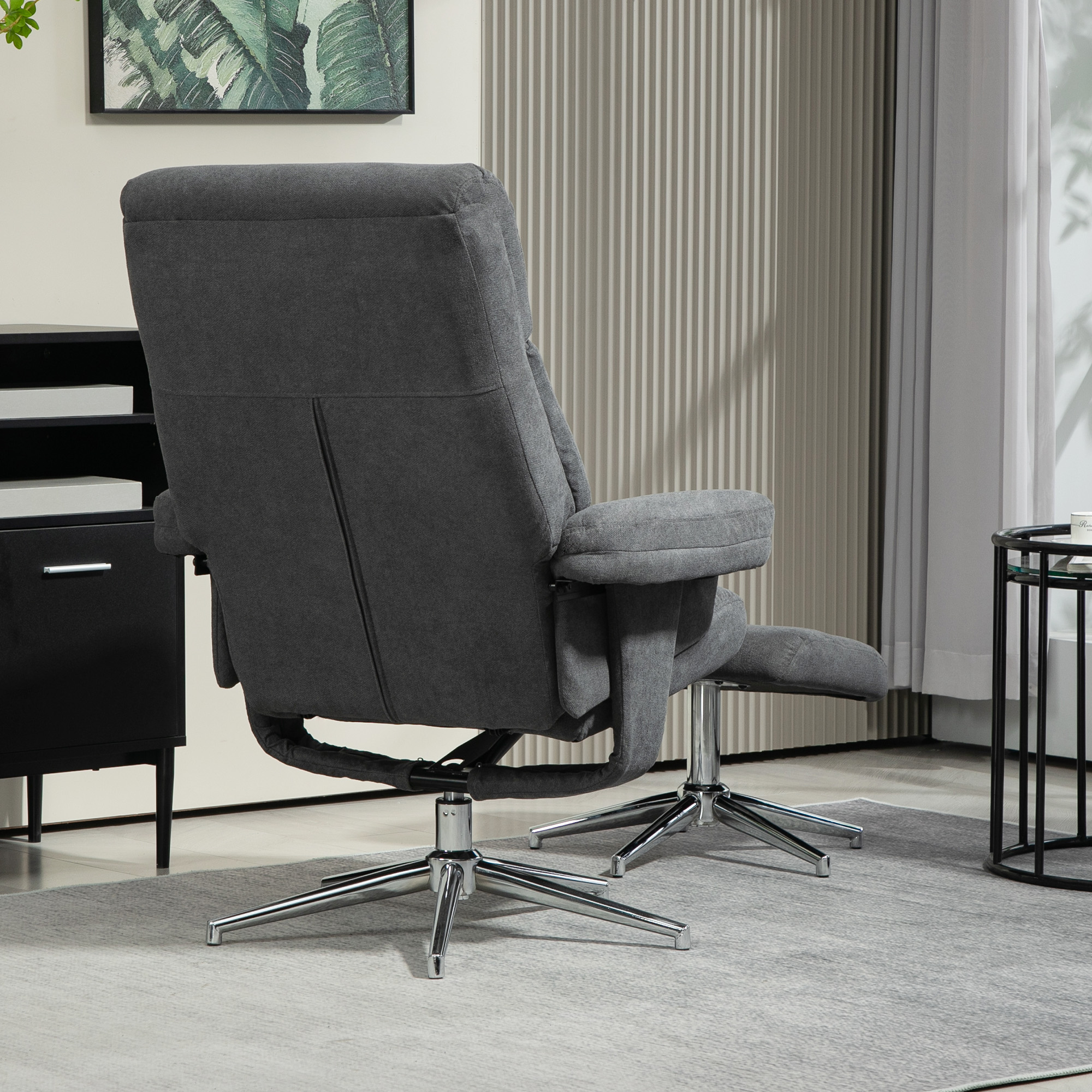 Relaxsessel mit Hocker, verstellbare Rückenlehne, Samtoptik, bis 150 kg, Anthrazit