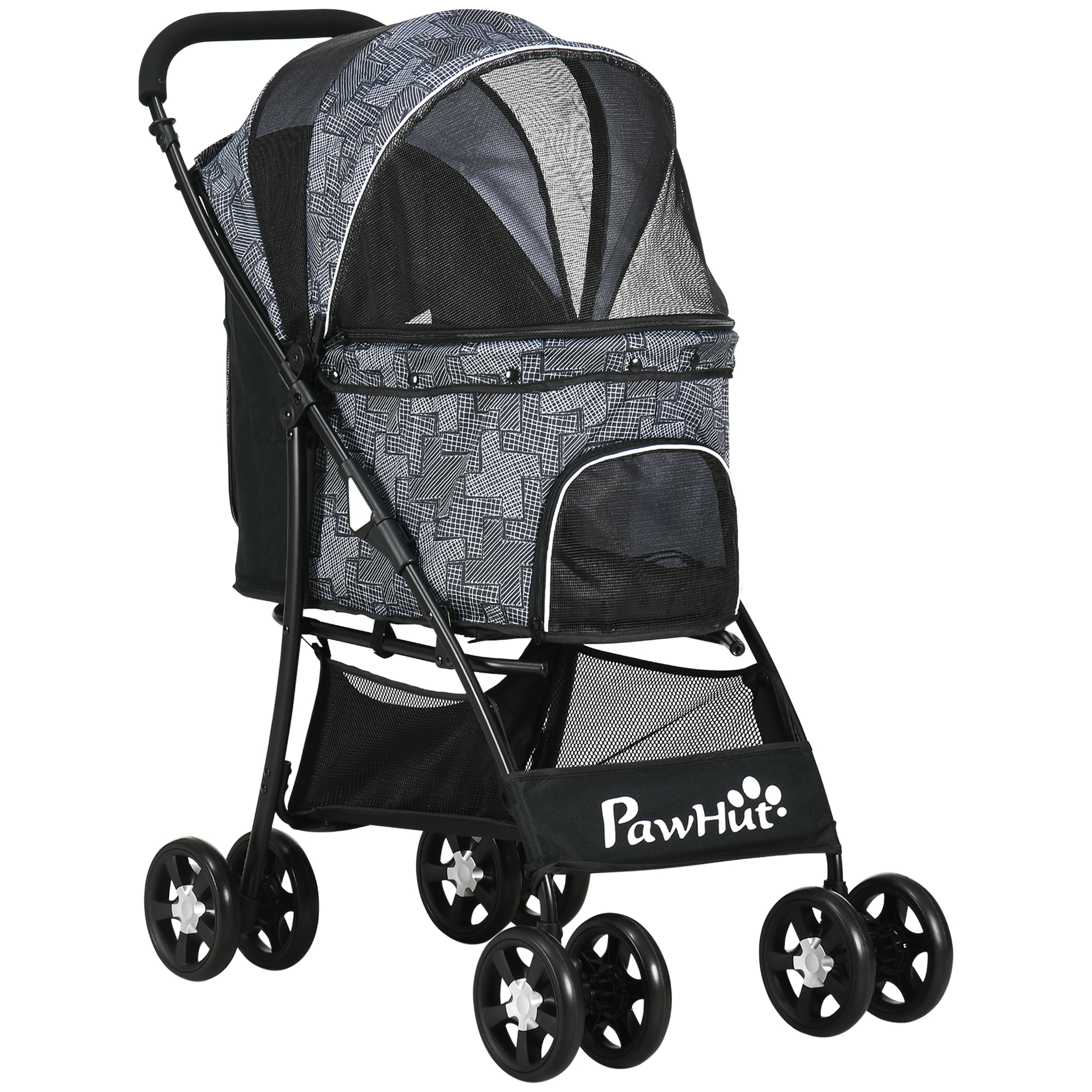 Hundebuggy Hundewagen bis 10kg klappbar verstellbares Vordach Bodenkorb Kissen Seitentasche 81 cm x 48 cm x 99 cm Grau Hundebuggy Hundewagen bis 10kg klappbar verstellbares Vordach Bodenkorb Kissen Seitentasche 81 cm x 48 cm x 99 cm Grau