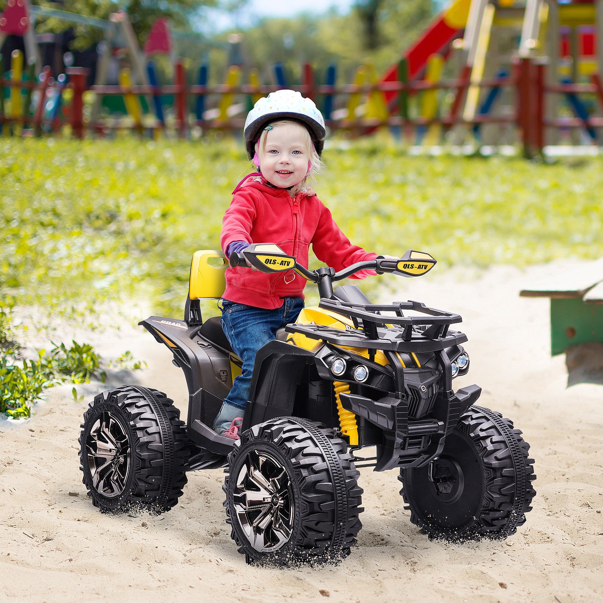 Elektro-Kinderquad, 3-8 km/h, 45 Min. Betriebszeit, LED-Scheinwerfer, Musikplayer mit USB, für Kinder 3 bis 5 Jahre
