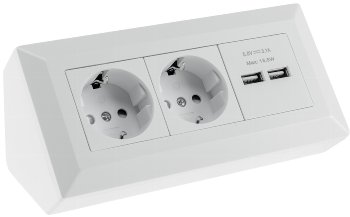 2-fach Steckdosenblock + 2x USB, weiß ma, 250V~/ 16A, Aufbaumontage, USB 3,1A 2-fach Steckdosenblock + 2x USB, weiß ma, 250V~/ 16A, Aufbaumontage, USB 3,1A