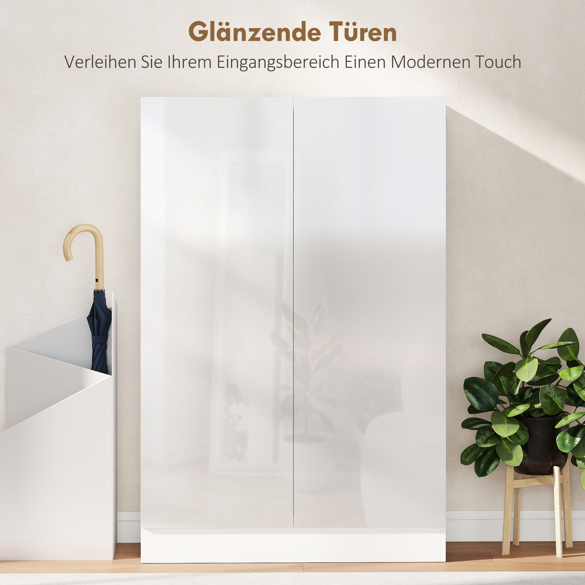 5-stufiger Schuhschrank für 20 Paar Schuhe, verstellbare Regale, für Eingangsbereich, Flur, Holz, Weiß
