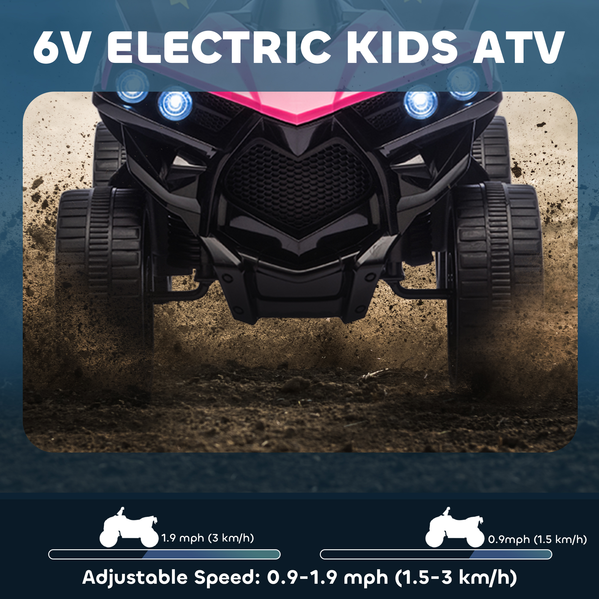 Kinder Quad Elektro 6V Kinderquad mit Vorwärts-, Rückwärtsfunktion, Musik, LED-Scheinwerfer Rosa