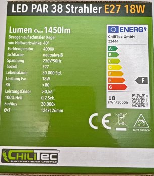 LED Strahler PAR38, 18W, 28x SMD-LED, 1450lm, 45°, 230V, 4000K neutralweiß