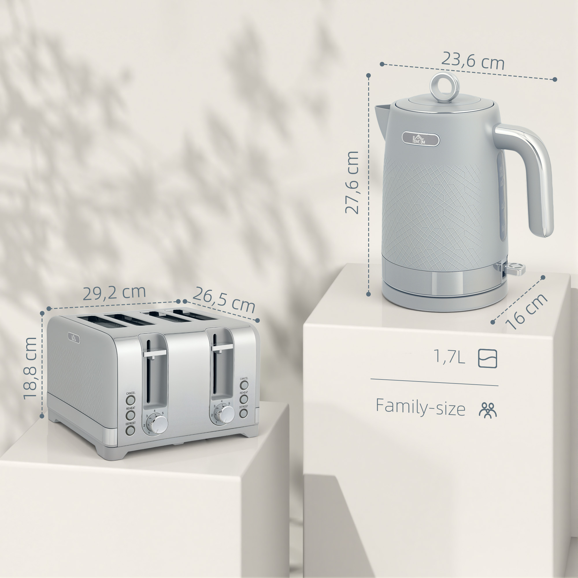 Wasserkocher- und Toaster-Set, 1,7L 2200W Schnellkoch-Wasserkocher mit Thermostat