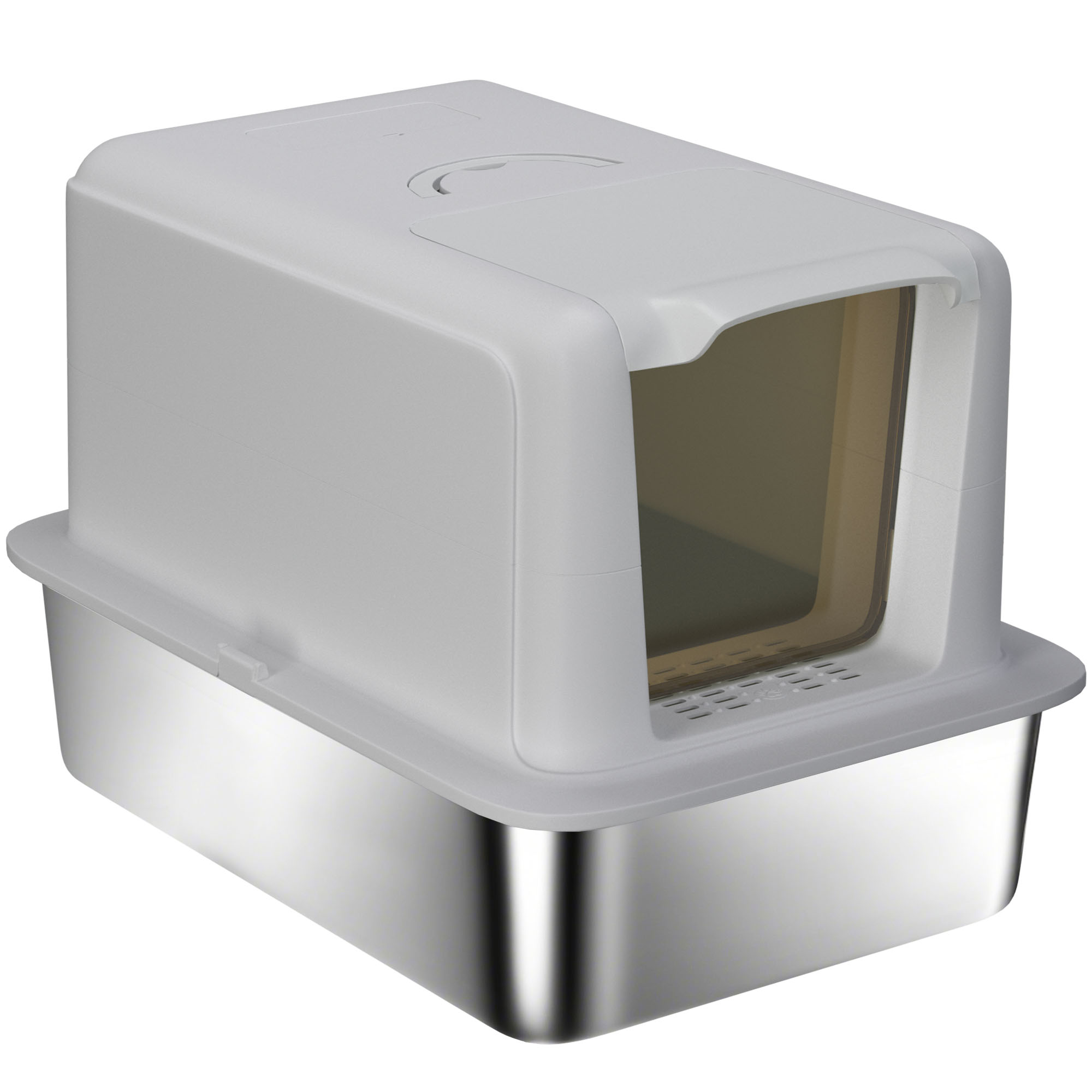 Katzentoilette, Wanne aus Edelstahl, Filter, Schaufel, für Katzen bis 6 kg, 40,5 x 60,5 x 41,5 cm, Grau/Silber Katzentoilette, Wanne aus Edelstahl, Filter, Schaufel, für Katzen bis 6 kg, 40,5 x 60,5 x 41,5 cm, Grau/Silber