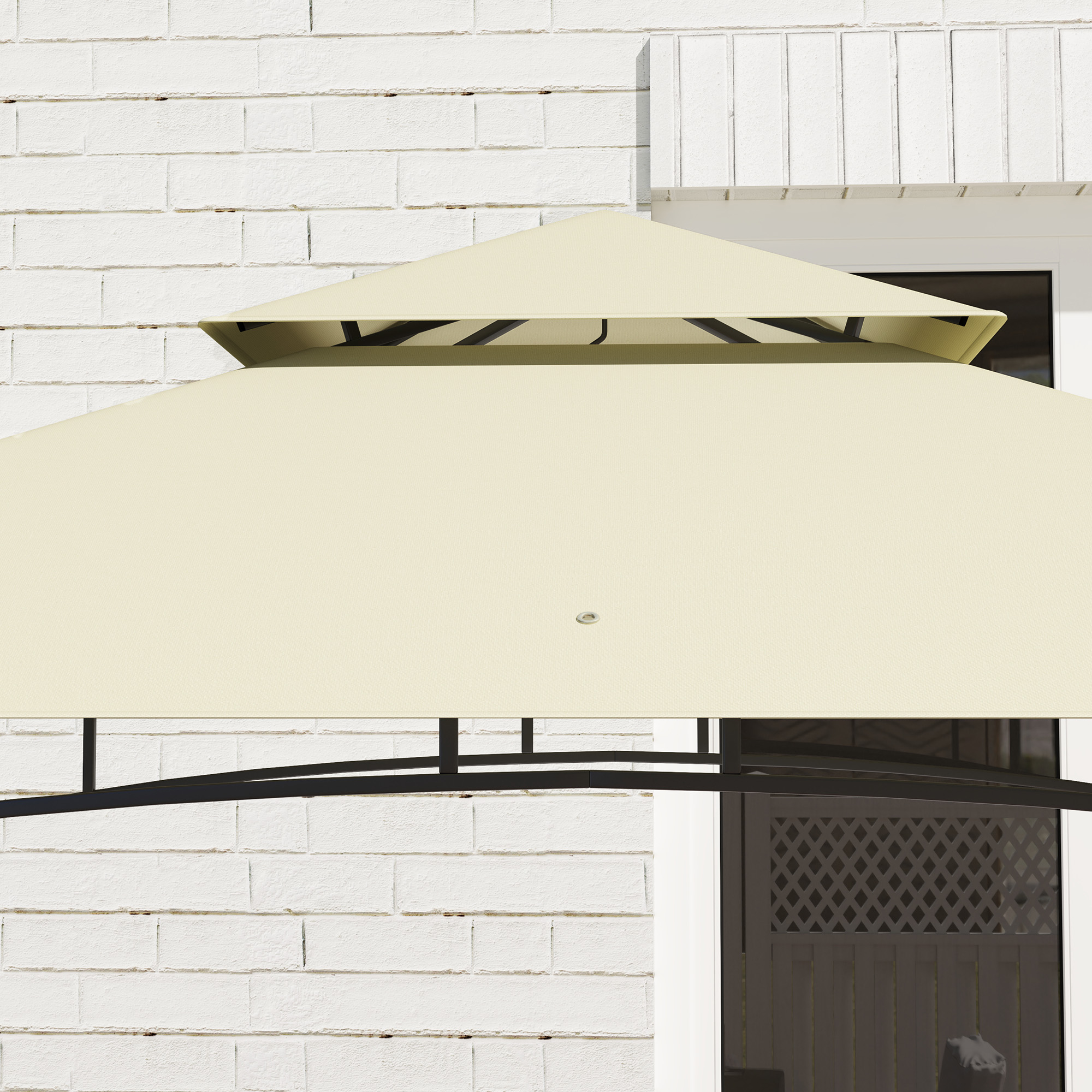 Grill-Zelt, BBQ-Zelt, Gartenpavillon mit 2 Regalen, Aufbewahrungskörbe, Haken, für Terrasse, Beige