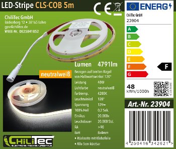 LED-Stripe "CLS-COB V2" 5m, neutralweiß, 12V, 48W,  4791 Lumen