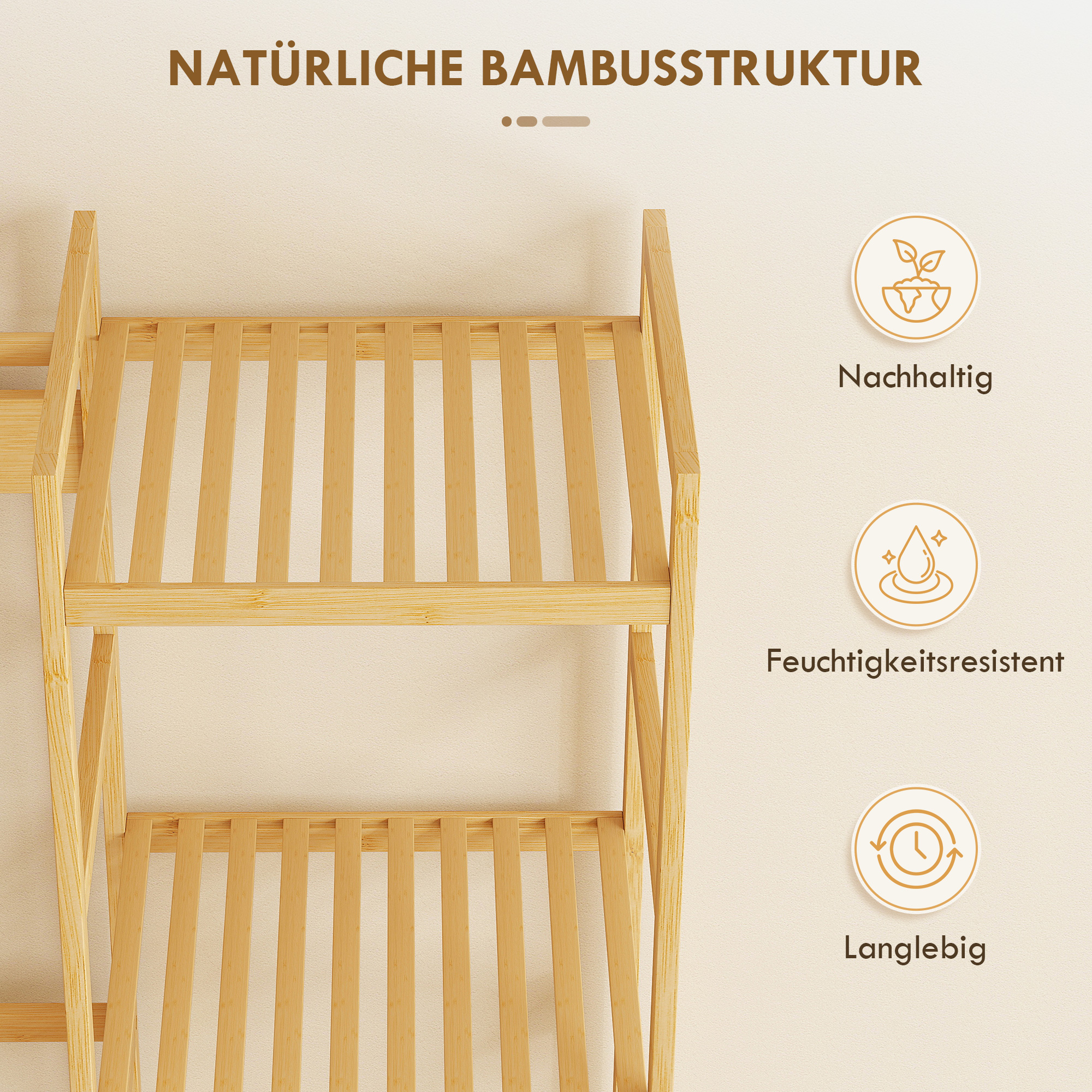 Garderobenständer mit Schuhregal, Kleiderhaken, Mantelständer, Sitzbank mit Kissen, für Flur, Eingangsbereich, Naturholz