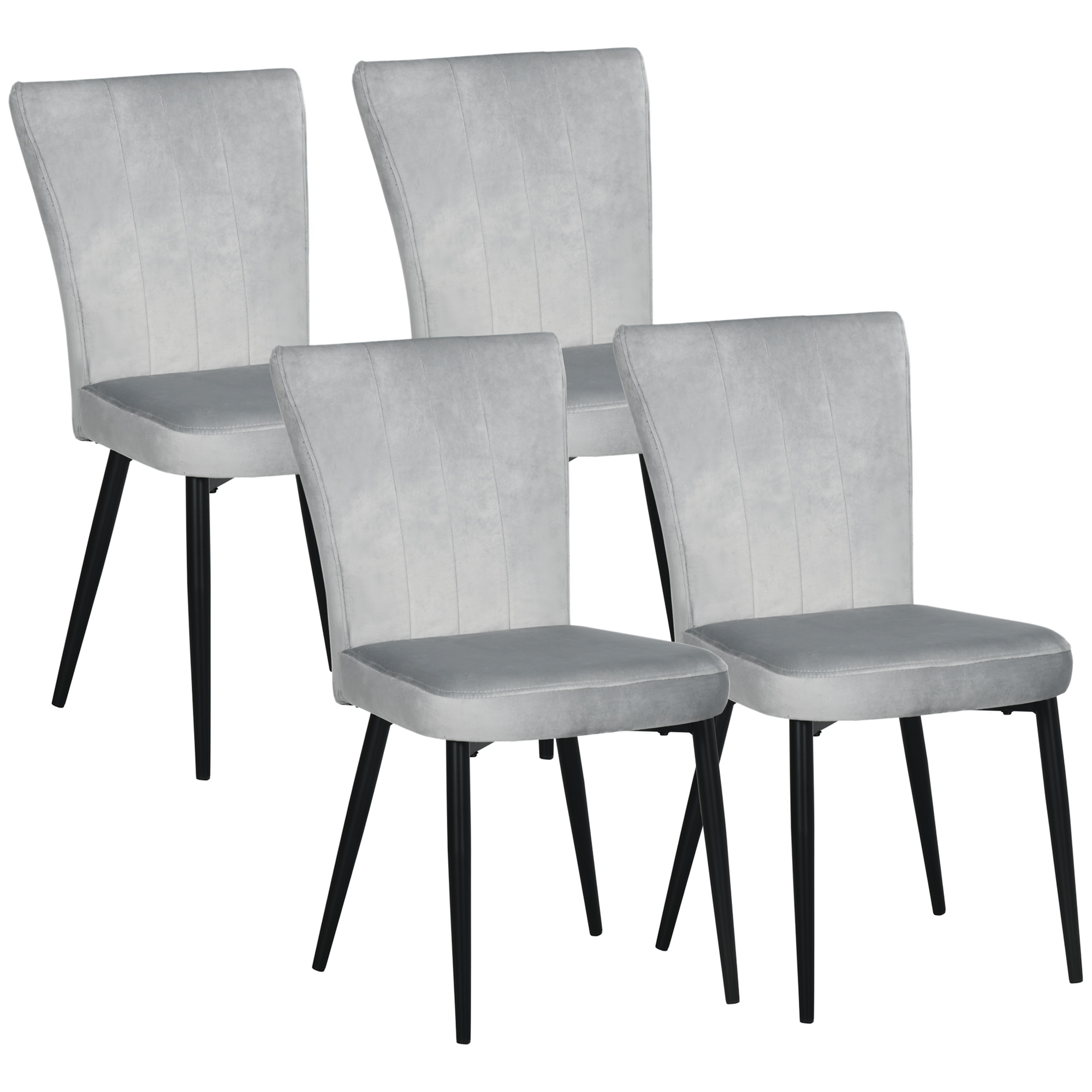 4er-Set Esszimmerstühle, Akzentstühle für Küchen und Esszimmer, Stuhlset, Velours-Optik, Hellgrau+ Schwarz 4er-Set Esszimmerstühle, Akzentstühle für Küchen und Esszimmer, Stuhlset, Velours-Optik, Hellgrau+ Schwarz