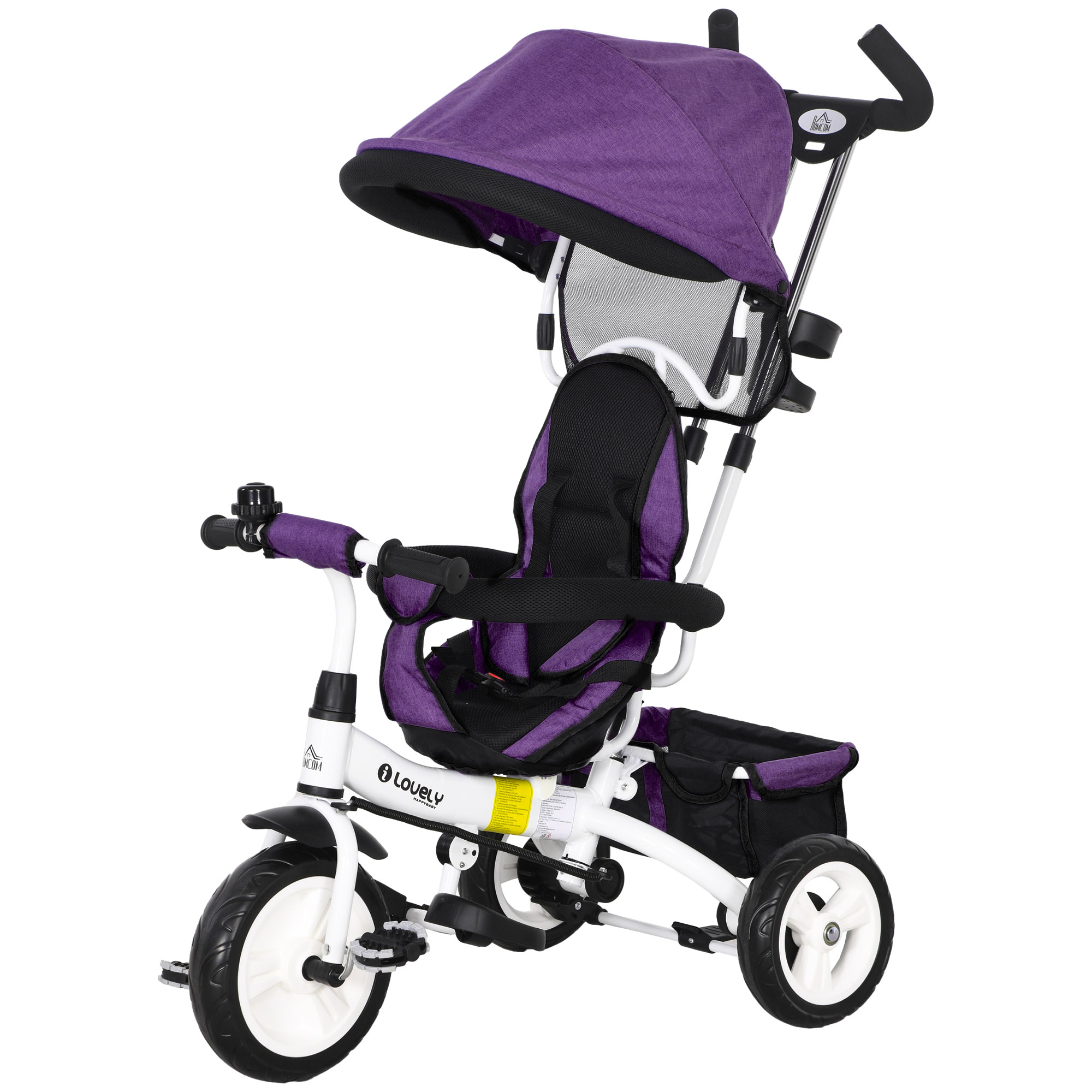 6-in-1 Kinderdreirad mit Schiebestange, Dach, Gurt, Ablagekorb, für 1-5 Jahre, Blau 6-in-1 Kinderdreirad mit Schiebestange, Dach, Gurt, Ablagekorb, für 1-5 Jahre, Blau