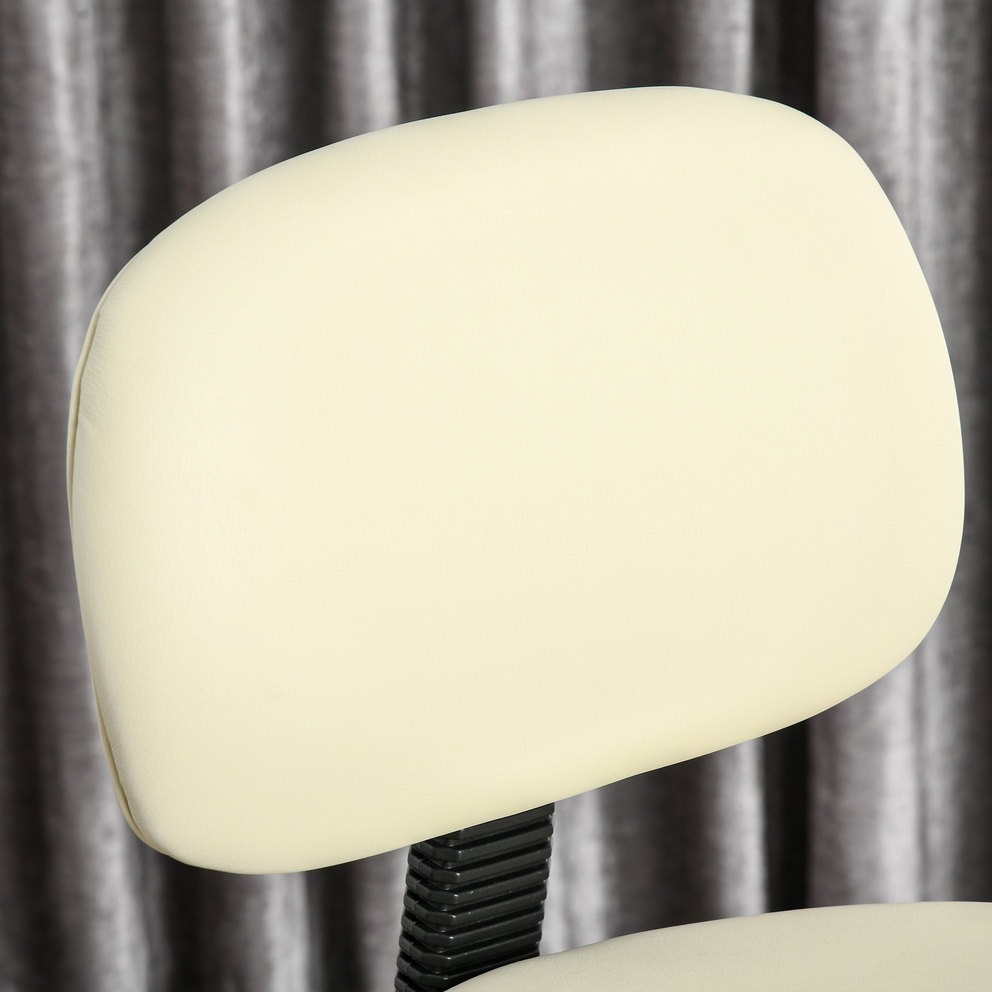 Barhocker Drehstuhl Höheverstellbarer Barstuhl mit Rollen aus Kunstleder-Leder Arbeitshocker Bürohocker 360° schwenkbar mit Lehne Gepolstertet Beige 56 x 57 x 104-127 cm