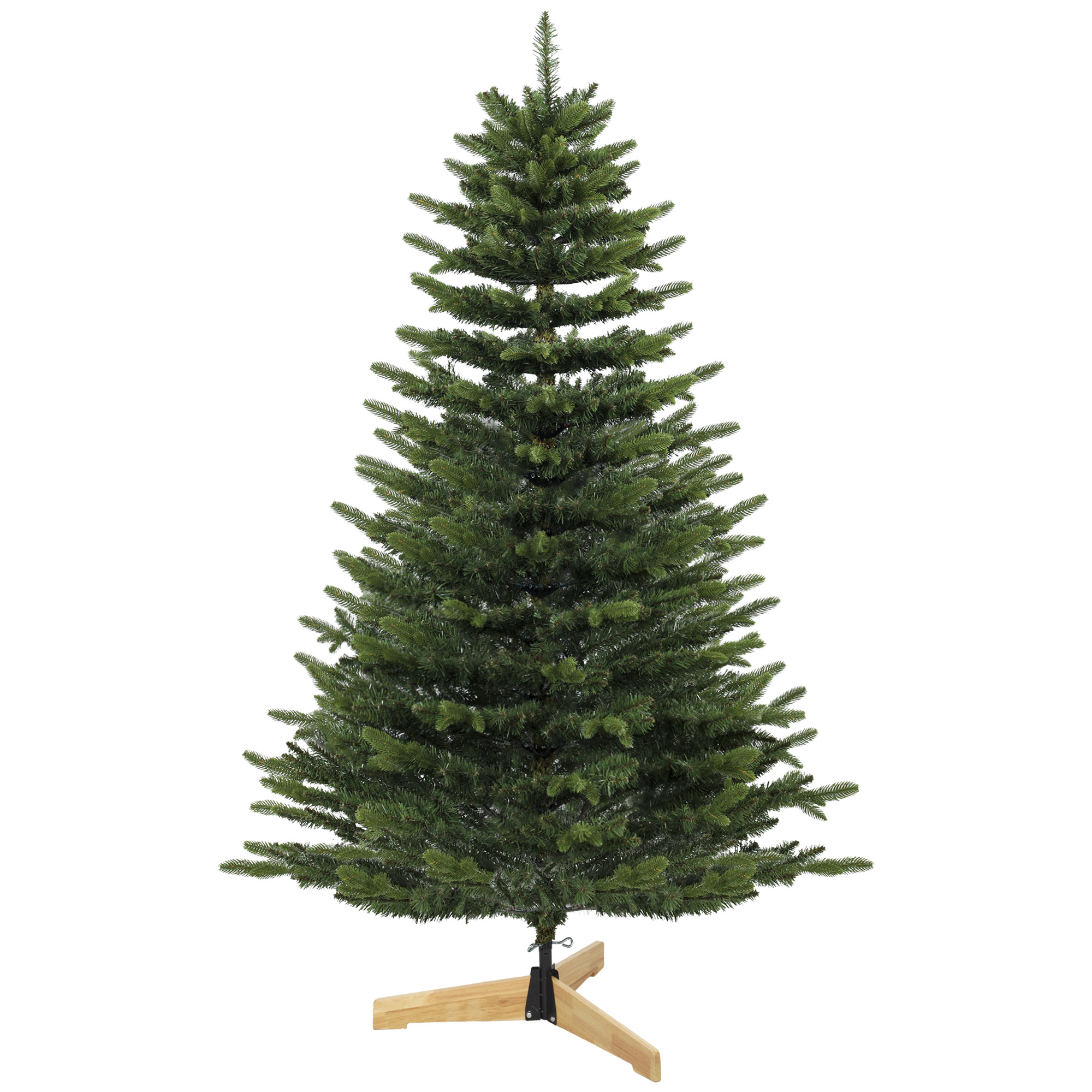 künstlicher Weihnachtsbaum 180 cm, Fraser-Tanne mit Holzständer, 988 realistische Zweigspitzen für Zuhause und Büro, Grün