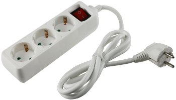 Schutzkontakt-Steckdosenleiste 3-fach, 3600W, 1,4mKabel, mit Schalter, weiß Schutzkontakt-Steckdosenleiste 3-fach, 3600W, 1,4mKabel, mit Schalter, weiß