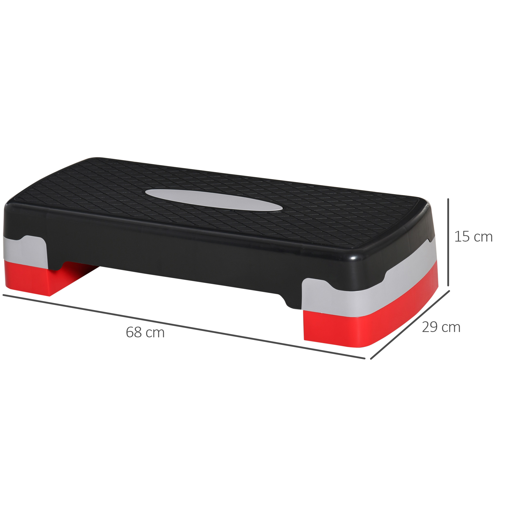 Aerobic-Stepper 2-stufig höhenverstellbar 68 x 28 x 15 cm Schwarz+Grau+Rot