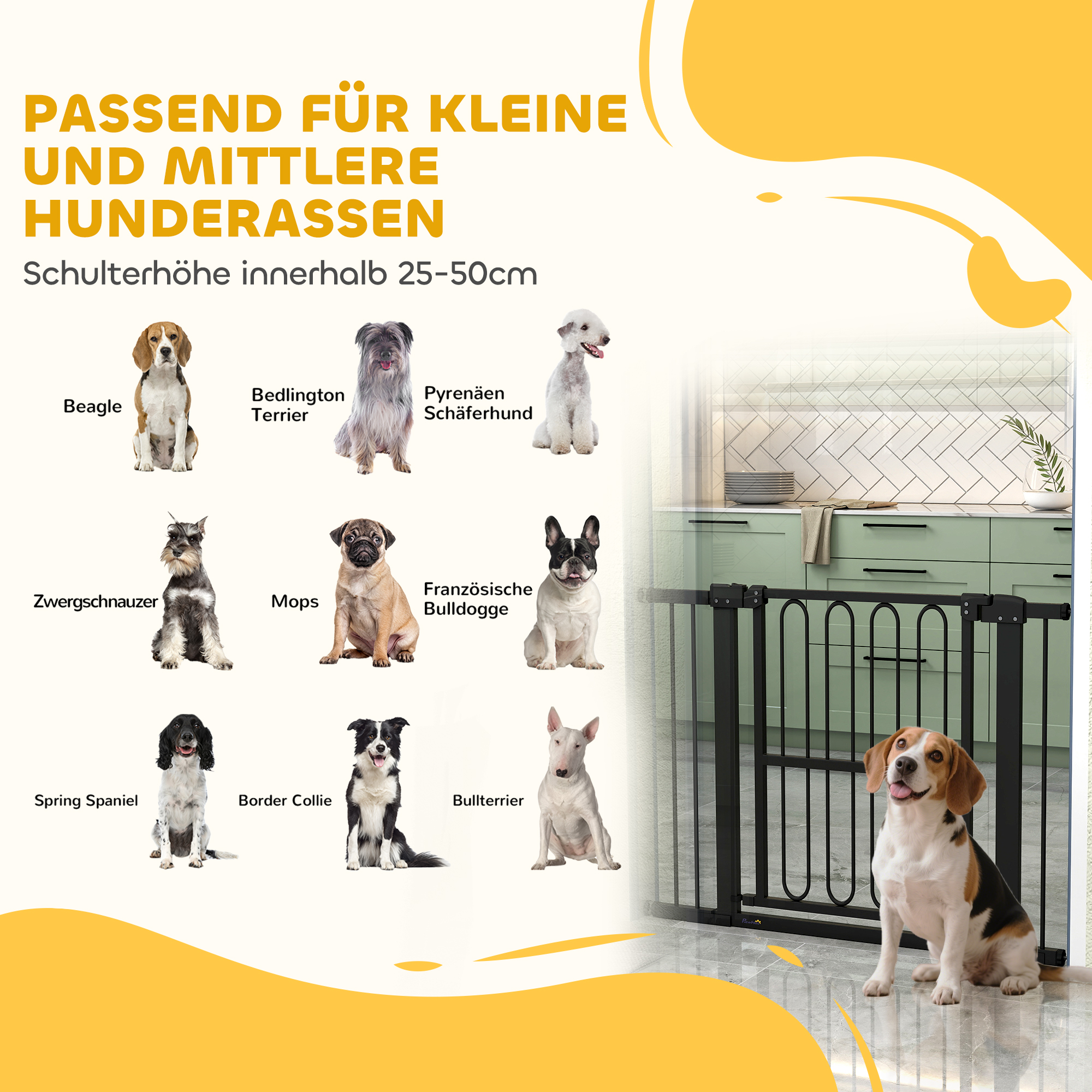 Türschutzgitter Hund, 76-104 cm Absperrgitter ohne Bohren, Treppengitter