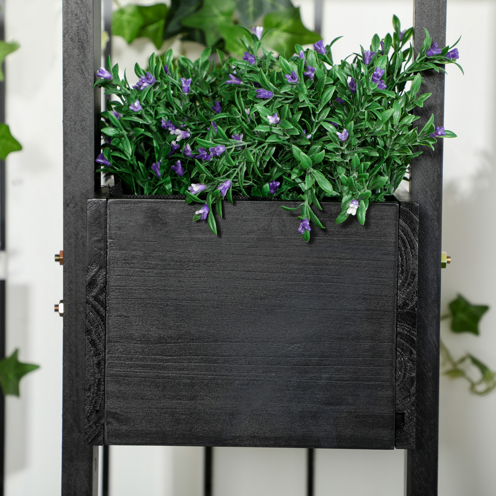 Pflanzkasten-Kombination, modulares Design, Standrahmen, Naturholz, schwarz, 90 x 45 x 170 cm
