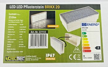 LED Pflasterstein "BRIKX 20" neutralweiß, 20x10x7cm, 255lm, IP67, 230V