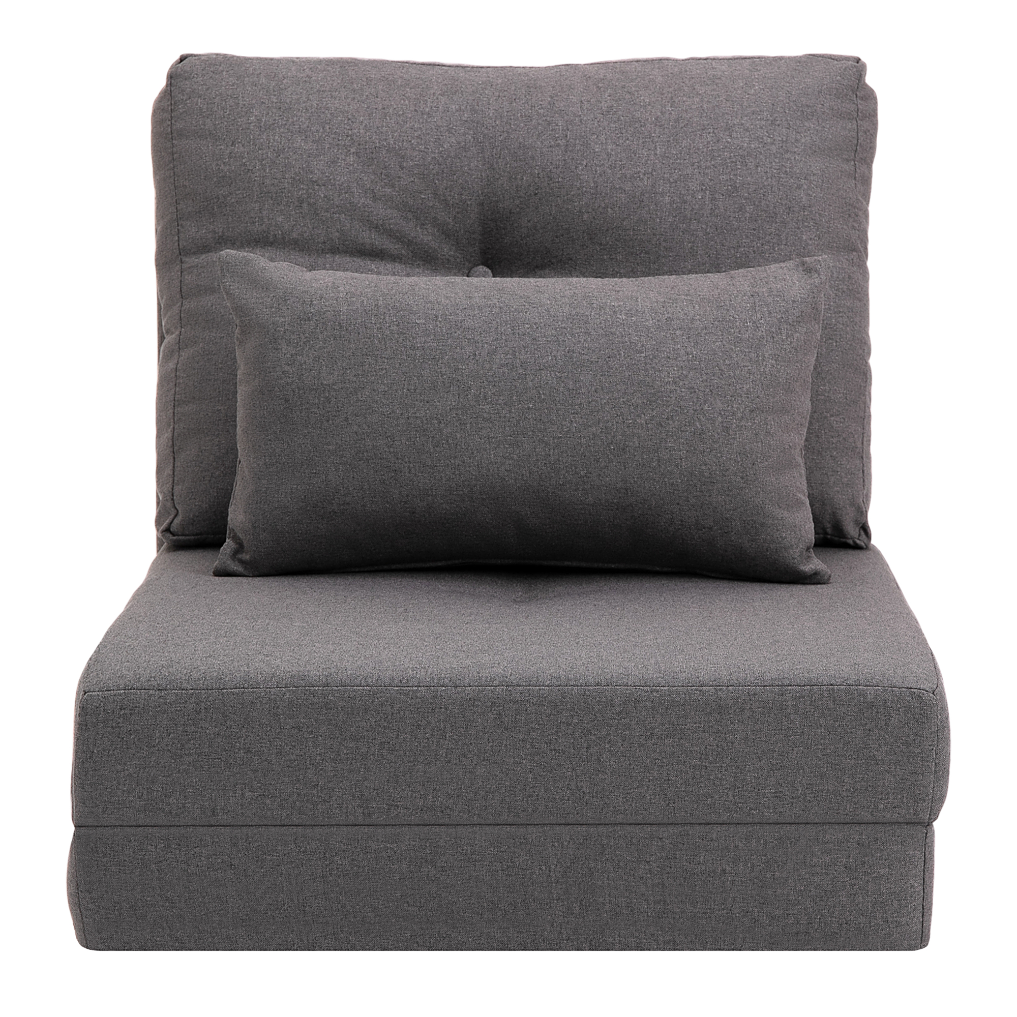 Bodensessel Klappmatratze Schlafmatte, 2-in-1-Design, abnehmbares Kissen, 60 x 80 x 56 cm, Dunkelgrau