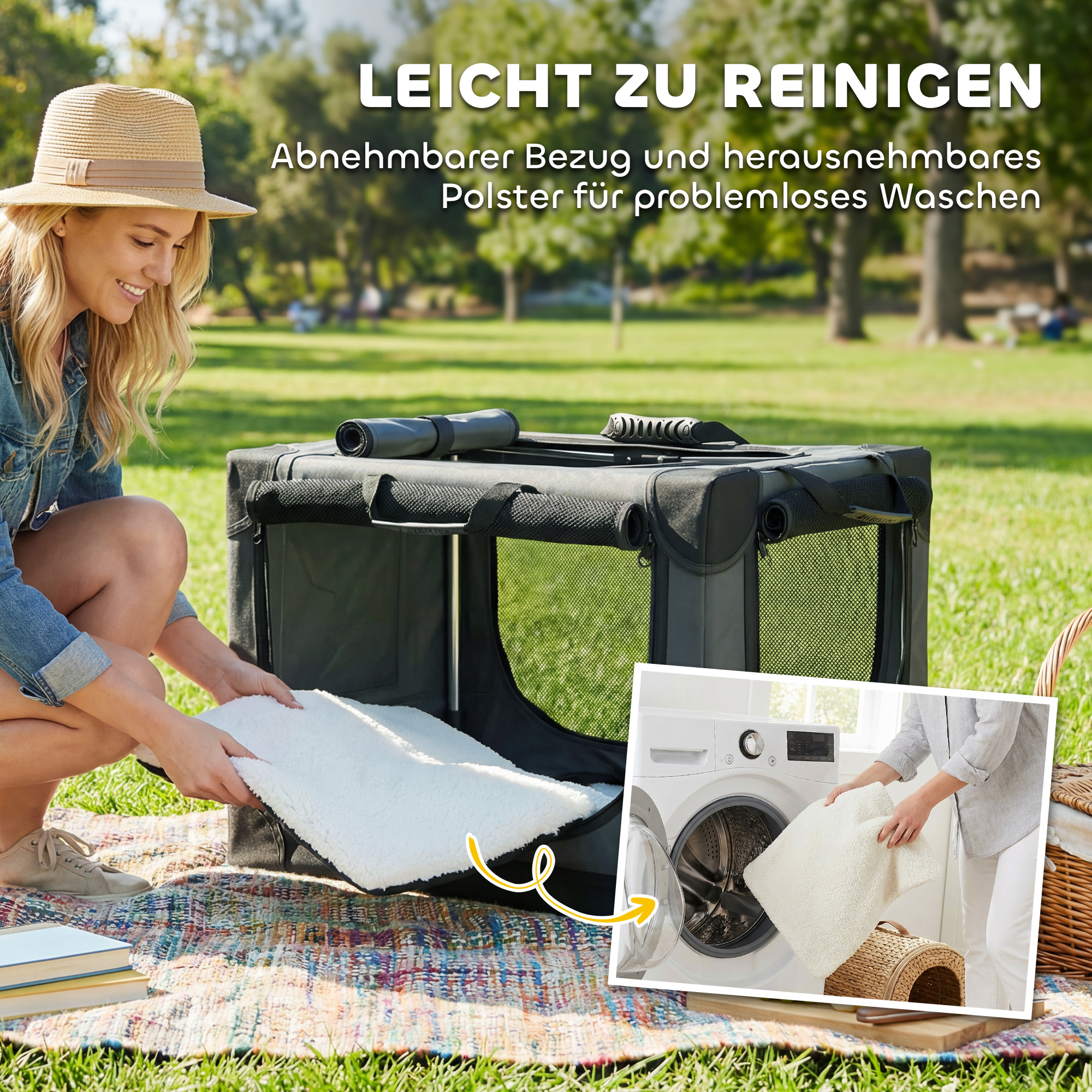 Hundebox faltbar Hundetransportbox mit Kissen abnehmbar waschbar Bezug aus Oxford-Gewebe für Hunde bis 4kg Armeegrün