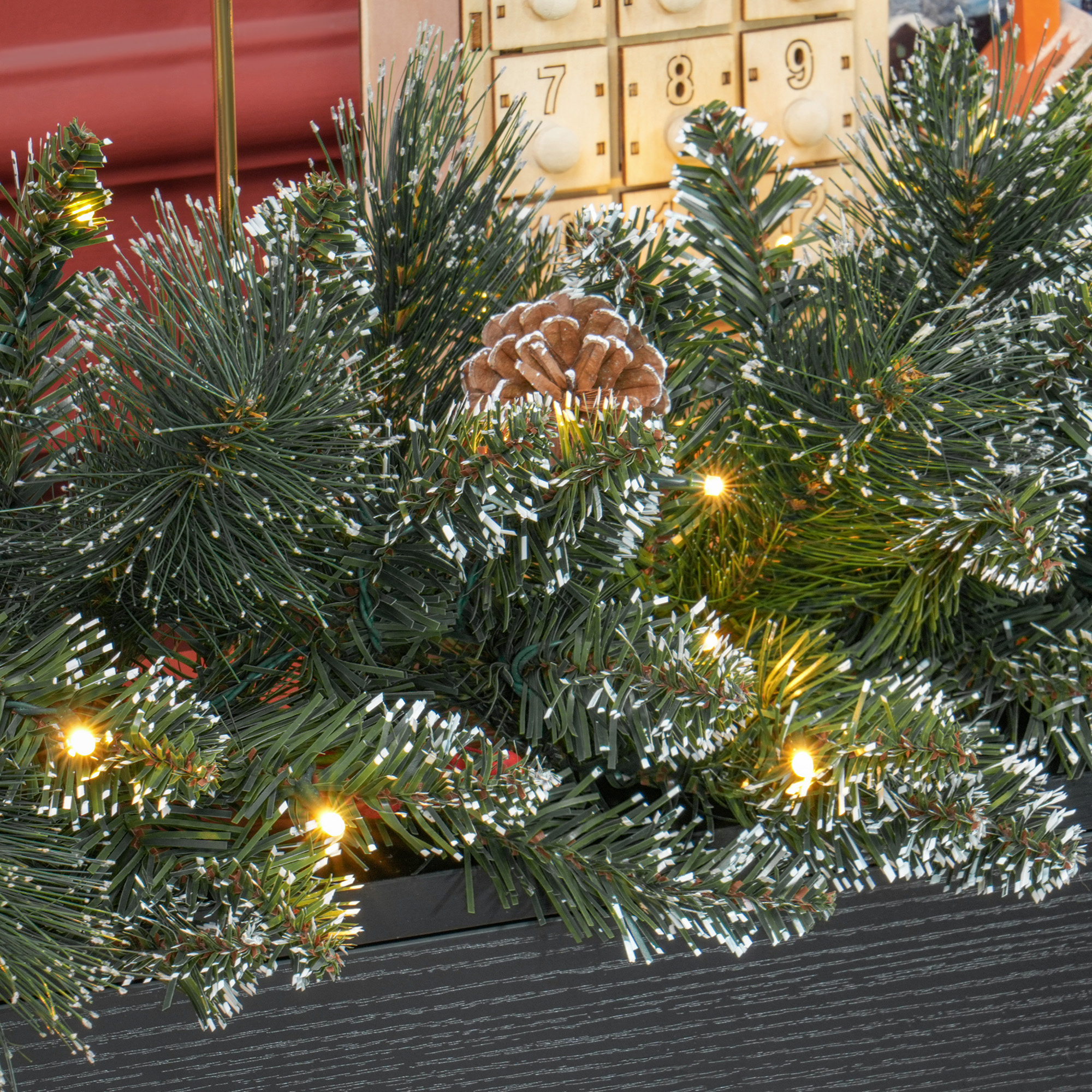 1,8 m künstliche Weihnachtsgirlande mit Lichterkette Blumendekoration Grün