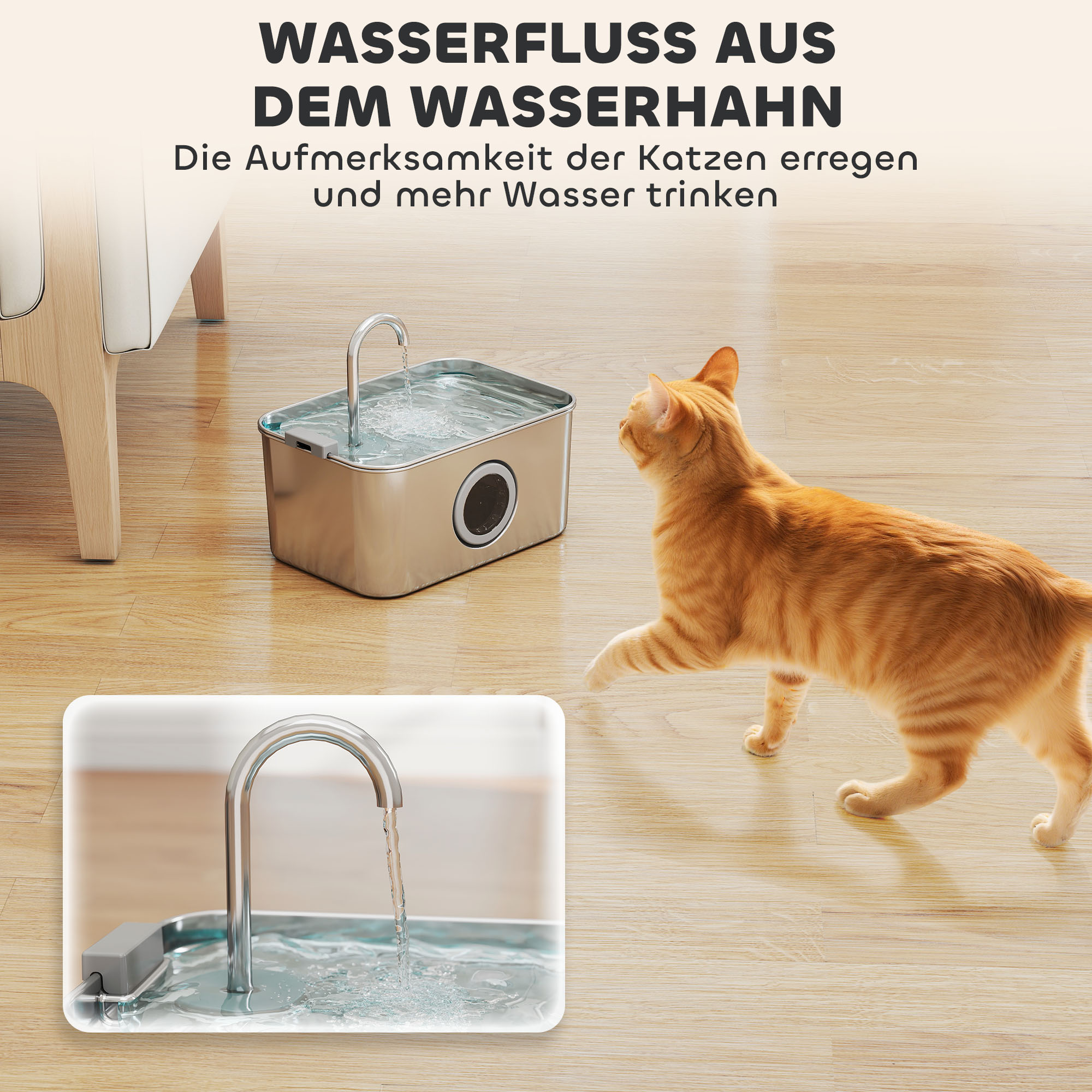 Katzenbrunnen 3,2L Trinkbrunnen für Katzen mit leiser Pumpe Aktivkohlefilter