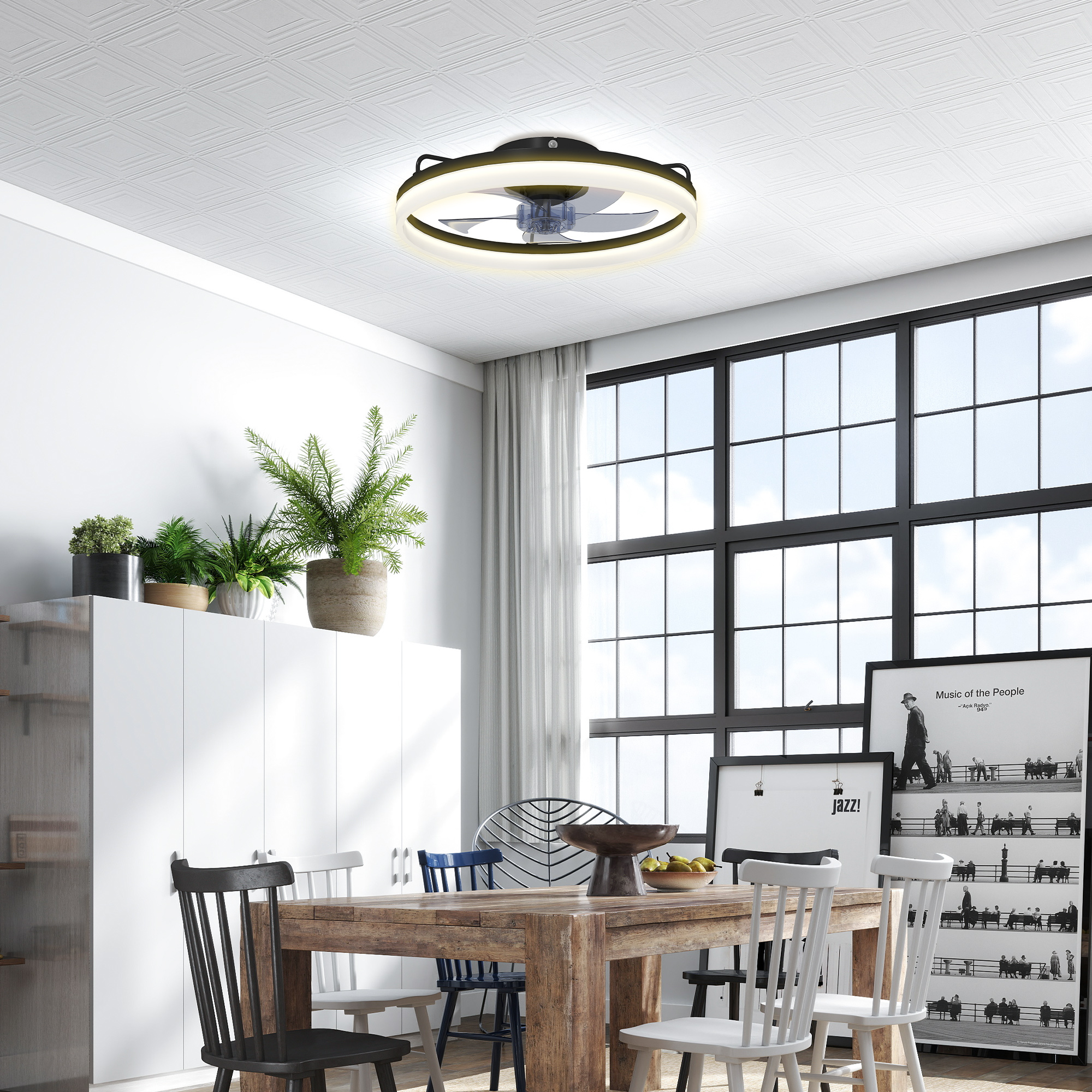 Deckenventilator mit Licht und Fernbedienung, 50 cm LED-Deckenventilator mit 3 Farben, 6 Geschwindigkeiten, Timer, Dimmbar