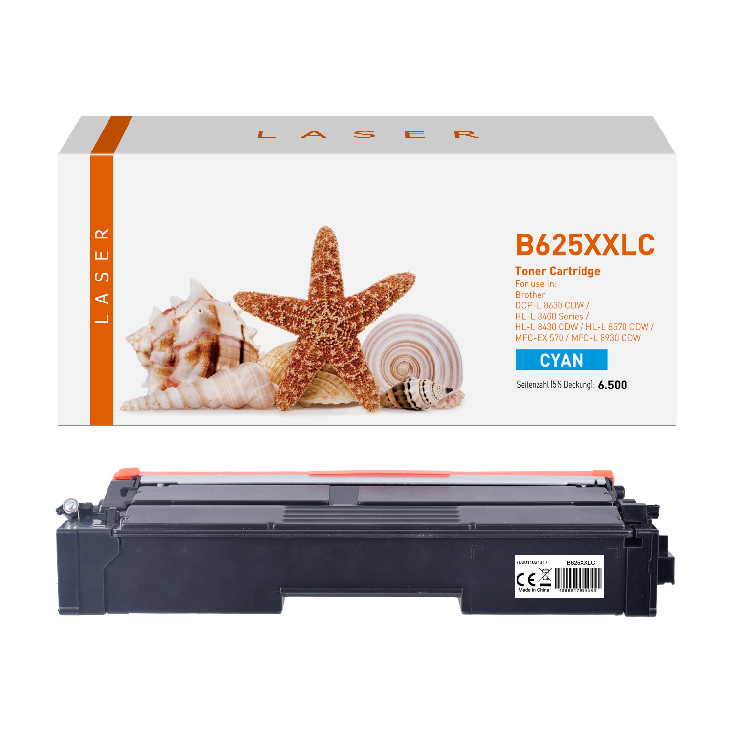 Toner cyan, alternativ zu Brother TN-625 XXL C, 6500 Seiten